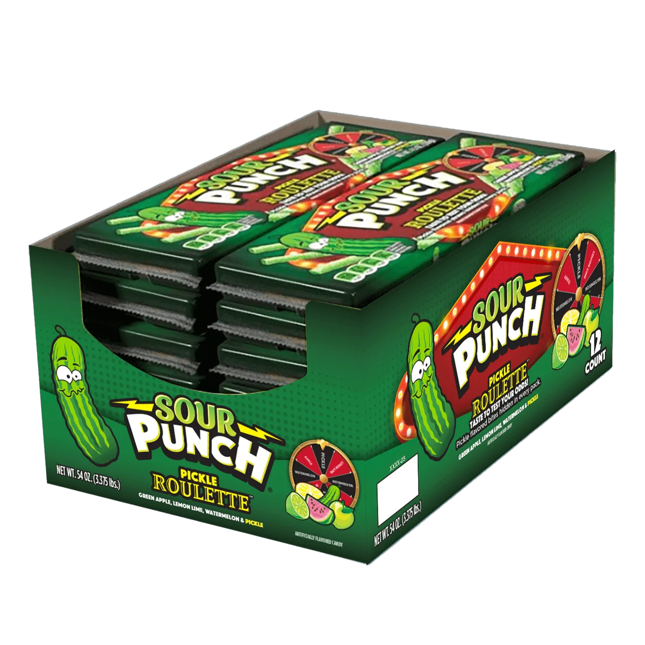 Sour Punch Pickle Roulette Straws, 4.5oz Tray