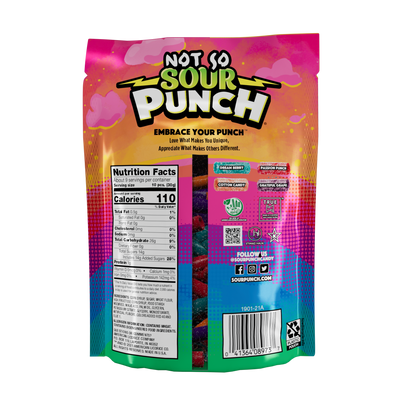 Back of Sour Punch Sweet (not sour) Bites Assorted Candy 9oz bag