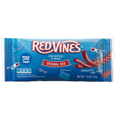 Front of Red Vines Original Red Twisted Vines 2.5oz Bag