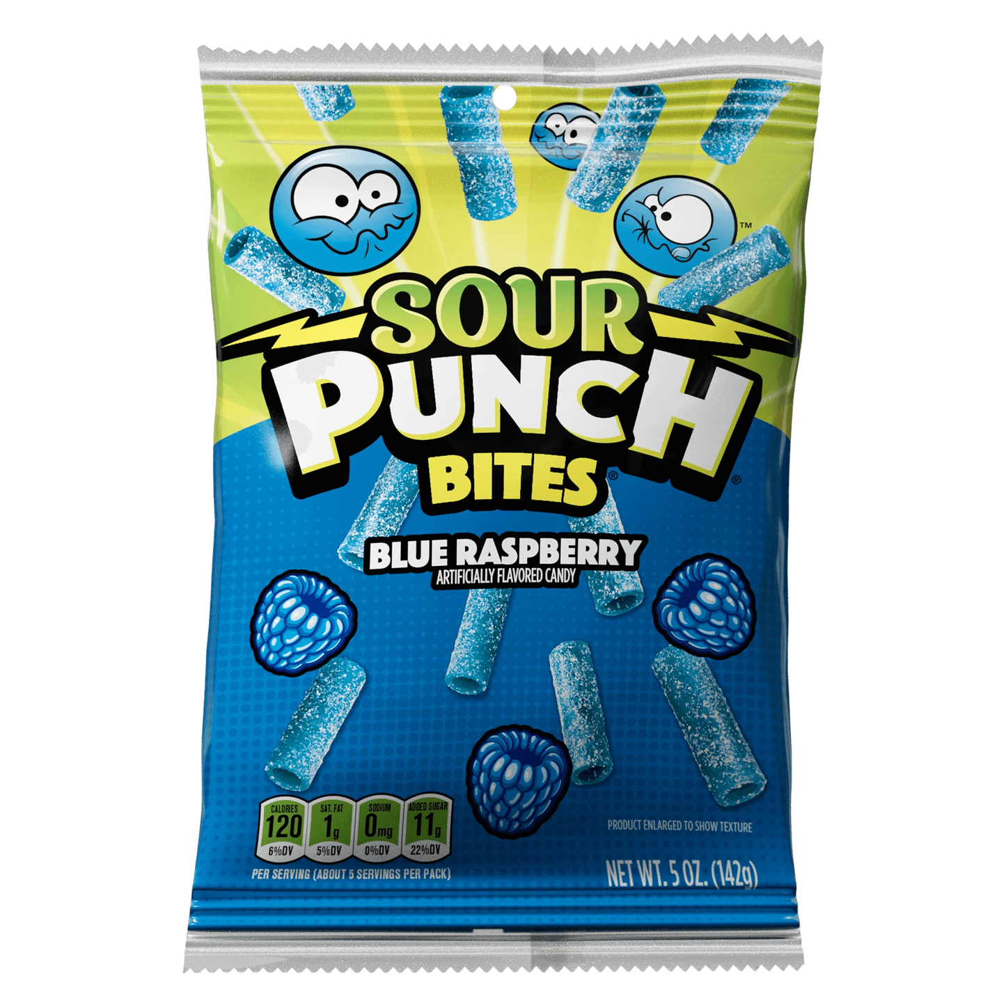 Blue Raspberry Sour Candy - Sour Punch Bites Blue Raspberry Front of Package