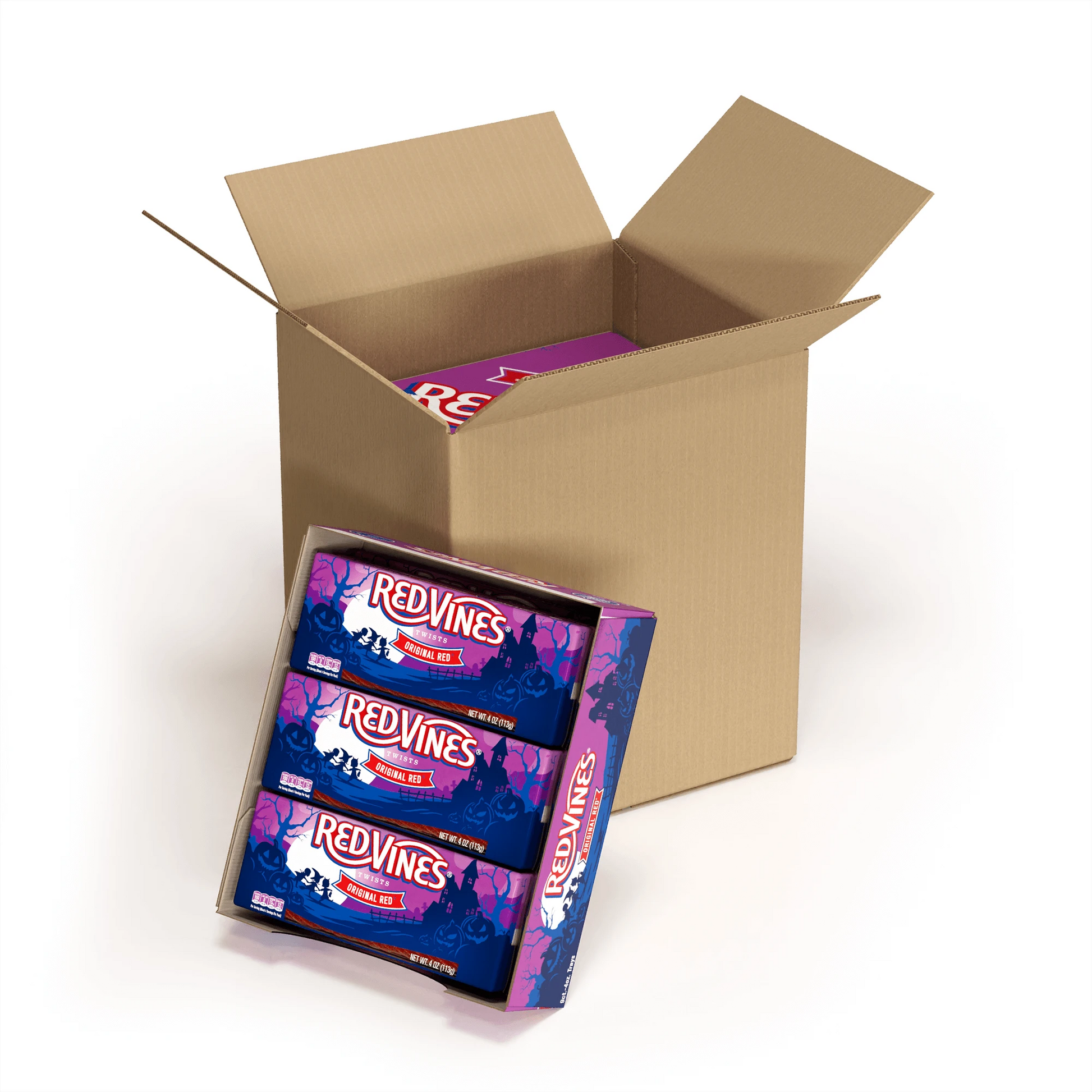 36-pack of RED VINES Halloween Licorice Candy 4oz Trays (four 9-pack caddies)