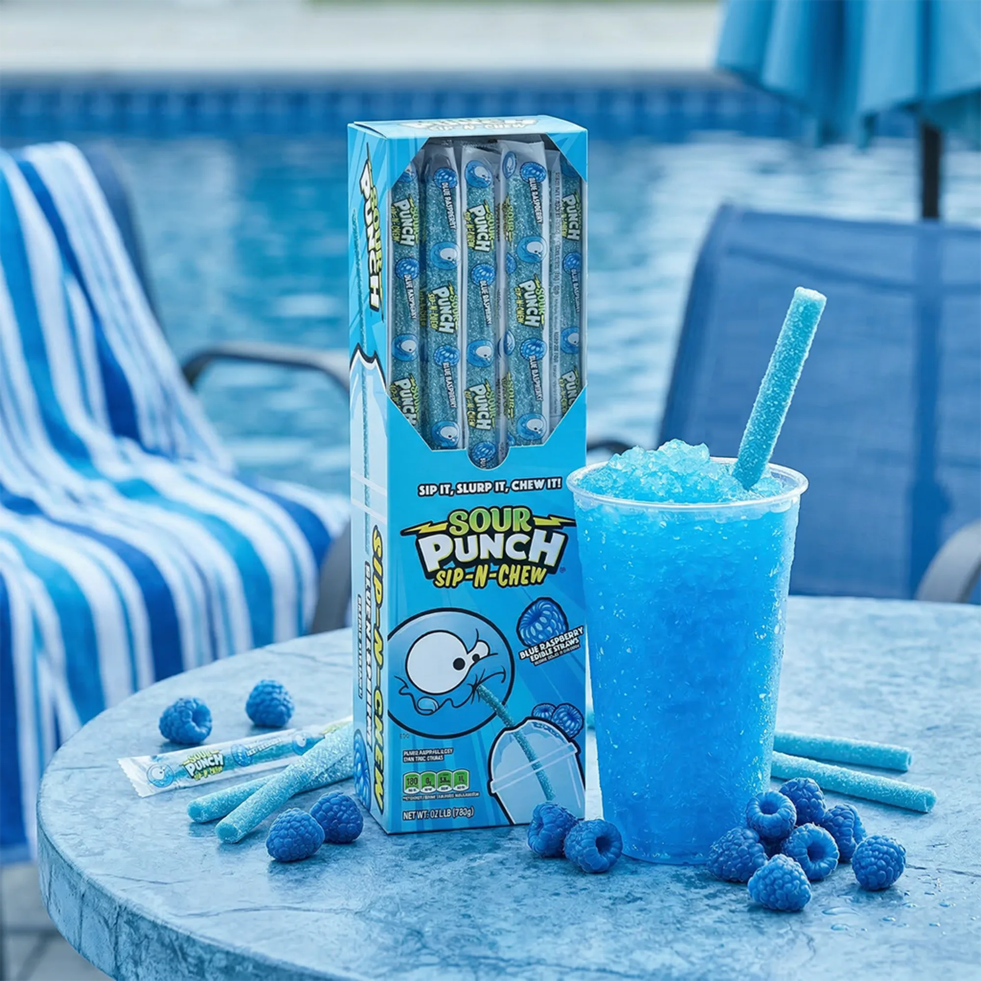 Sour Punch Blue Raspberry Sip-N-Chew Straws Sour Punch Blue Raspberry Sip-N-Chew Straws
