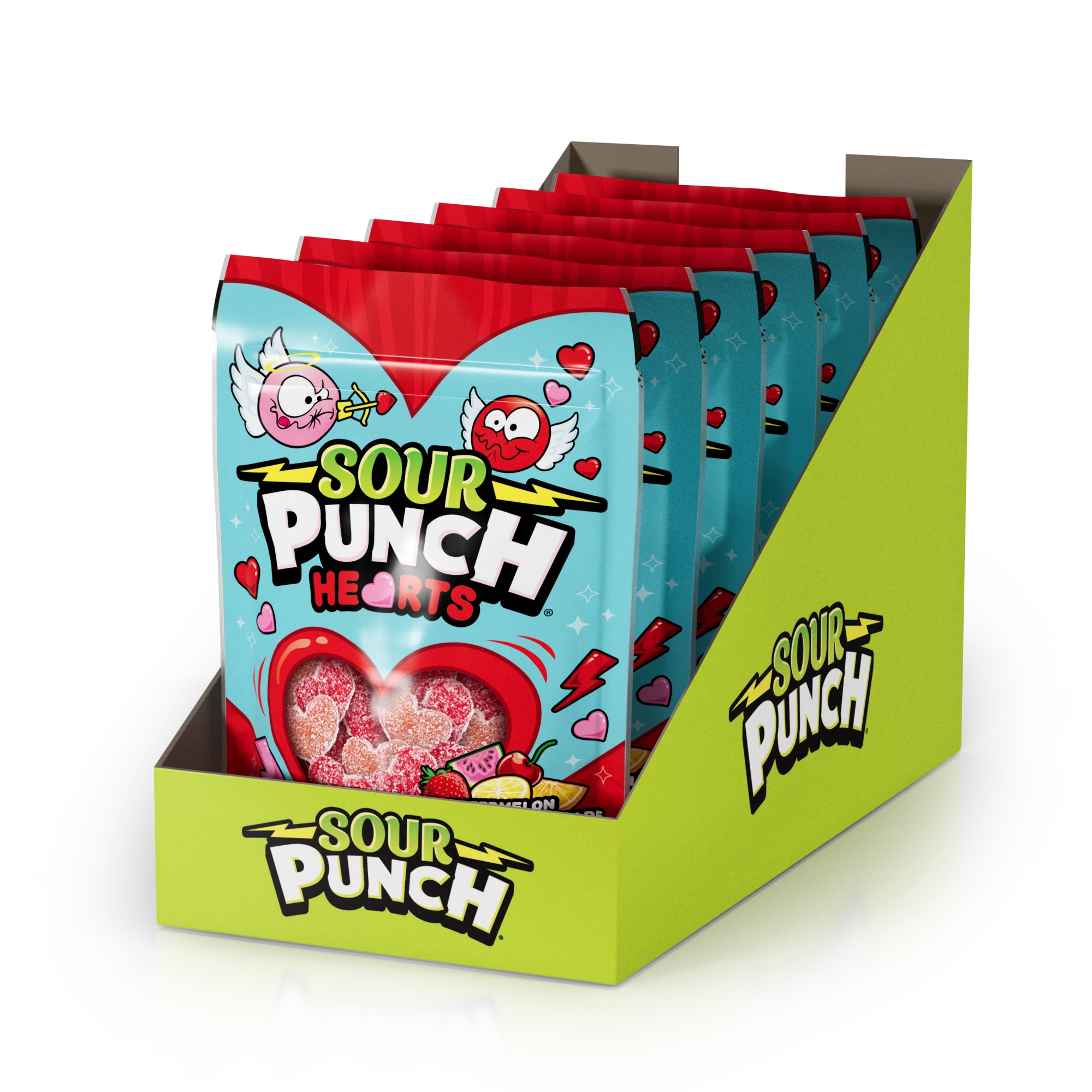 6 pack of Sour Punch Hearts Valentine's Day Candy 9oz Bags