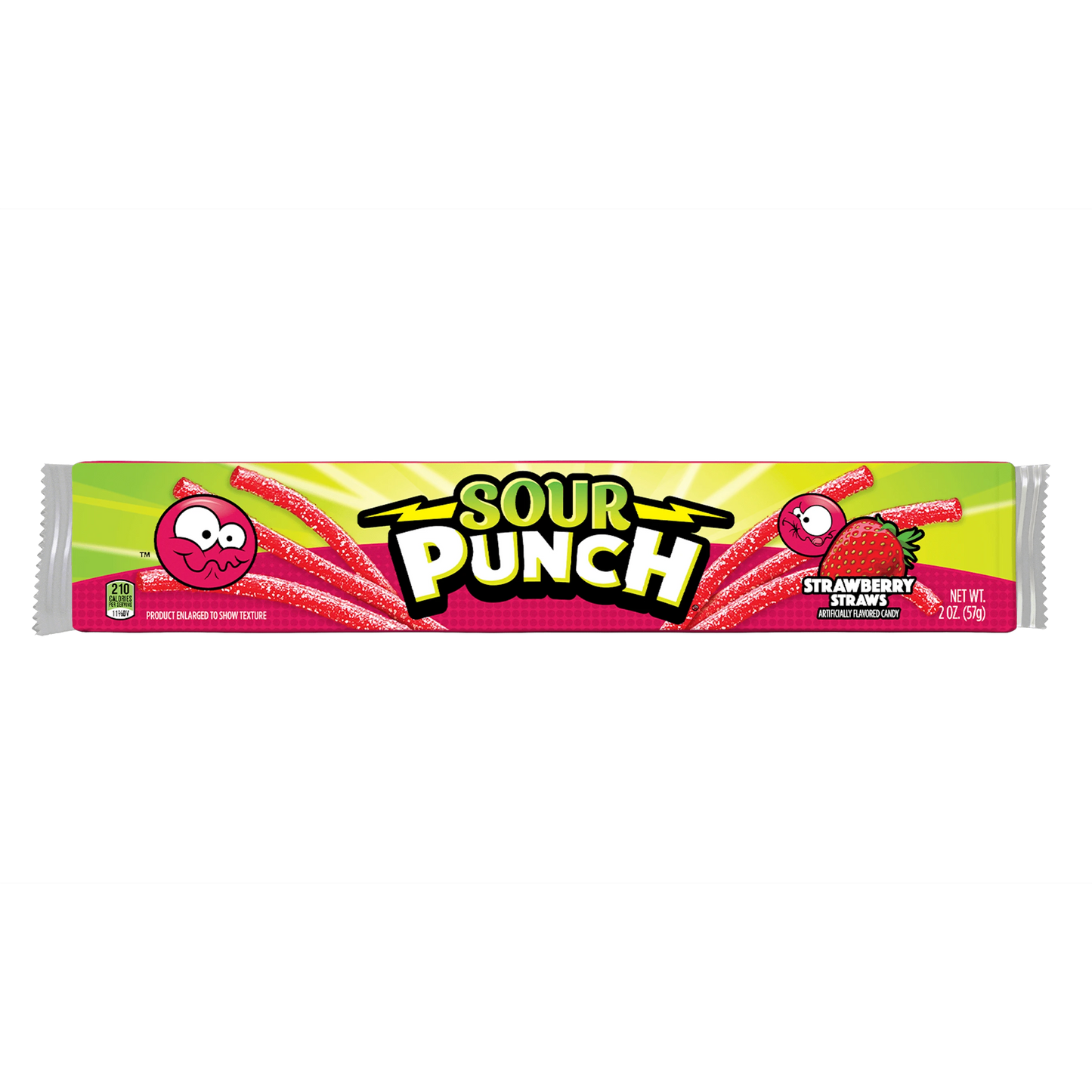 Front of Sour Punch Strawberry Candy Straws 2oz Tray