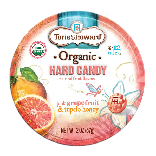 Torie & Howard Organic Hard Candy, Pink Grapefruit & Tupelo Honey