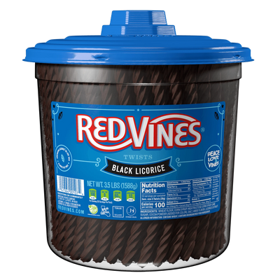 Front of RED VINES  Black Licorice 3.5 Pound Jar