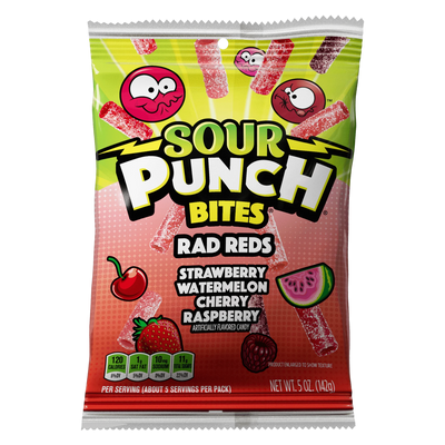 Sour Punch Rad Red Bites Front of Package - Sour Punch Red Candy