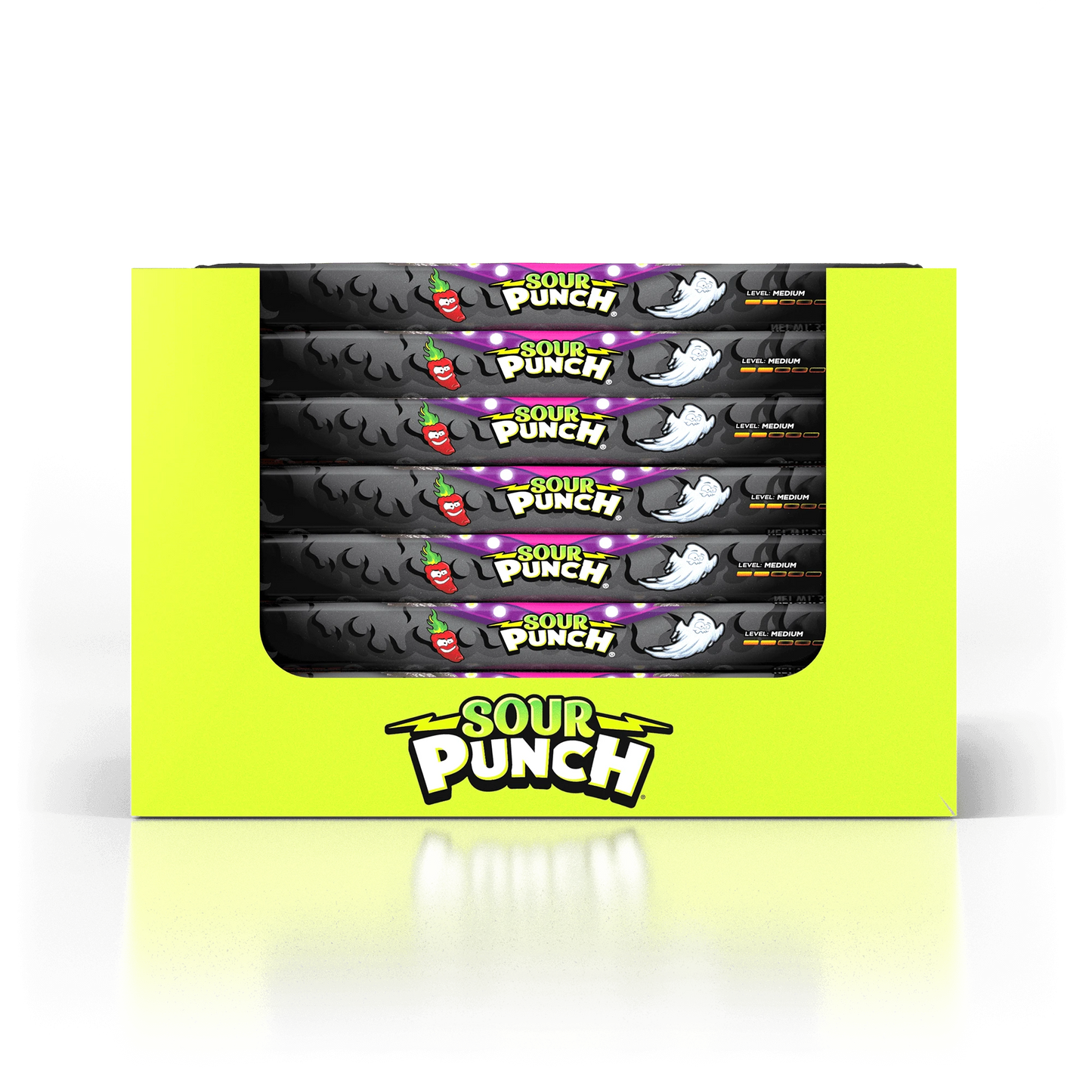 24-pack caddy of Sour Punch Ghost Pepper Roulette Straws 3.2oz Trays