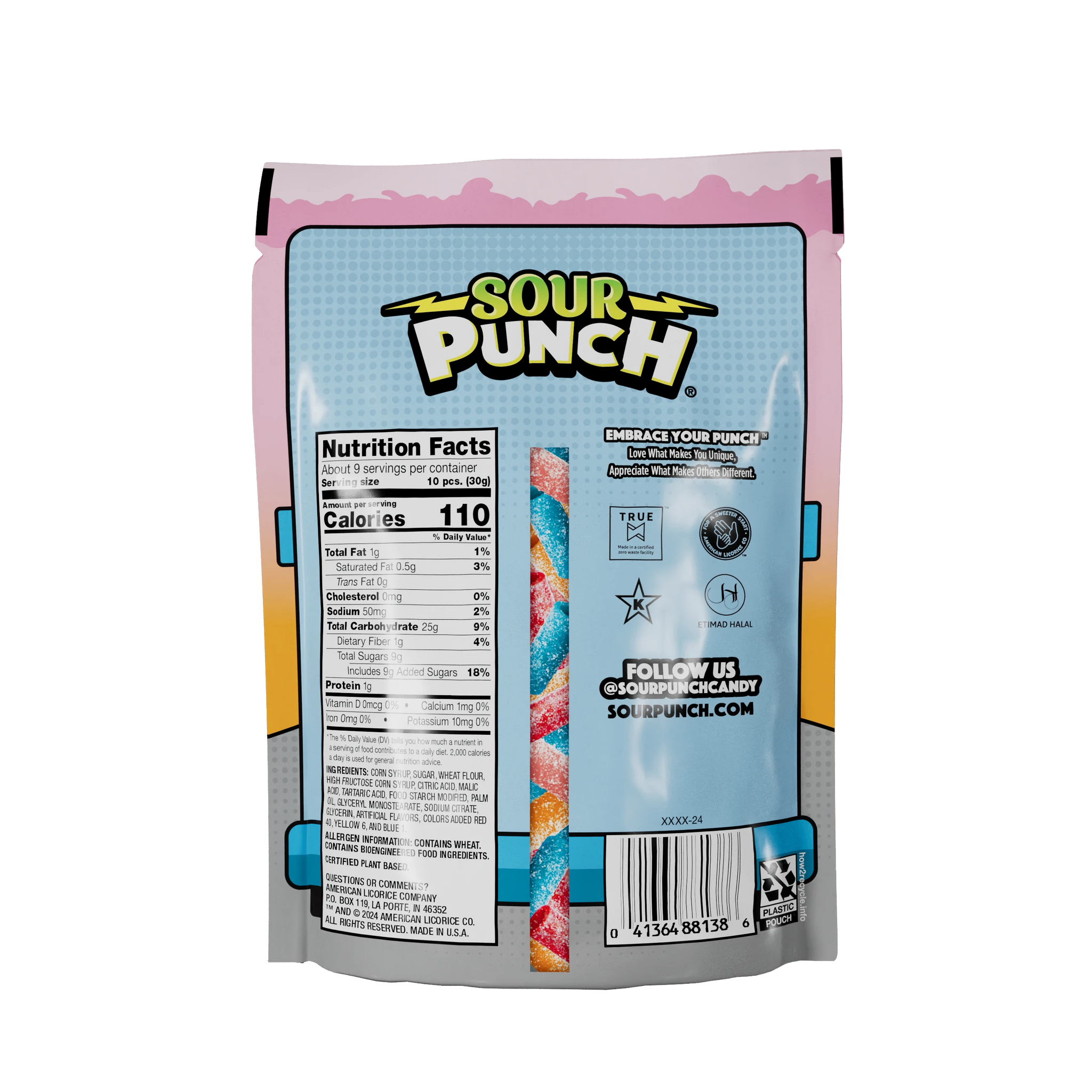 Back of Sour Punch Ice Cream Truck Bites 9oz Bag