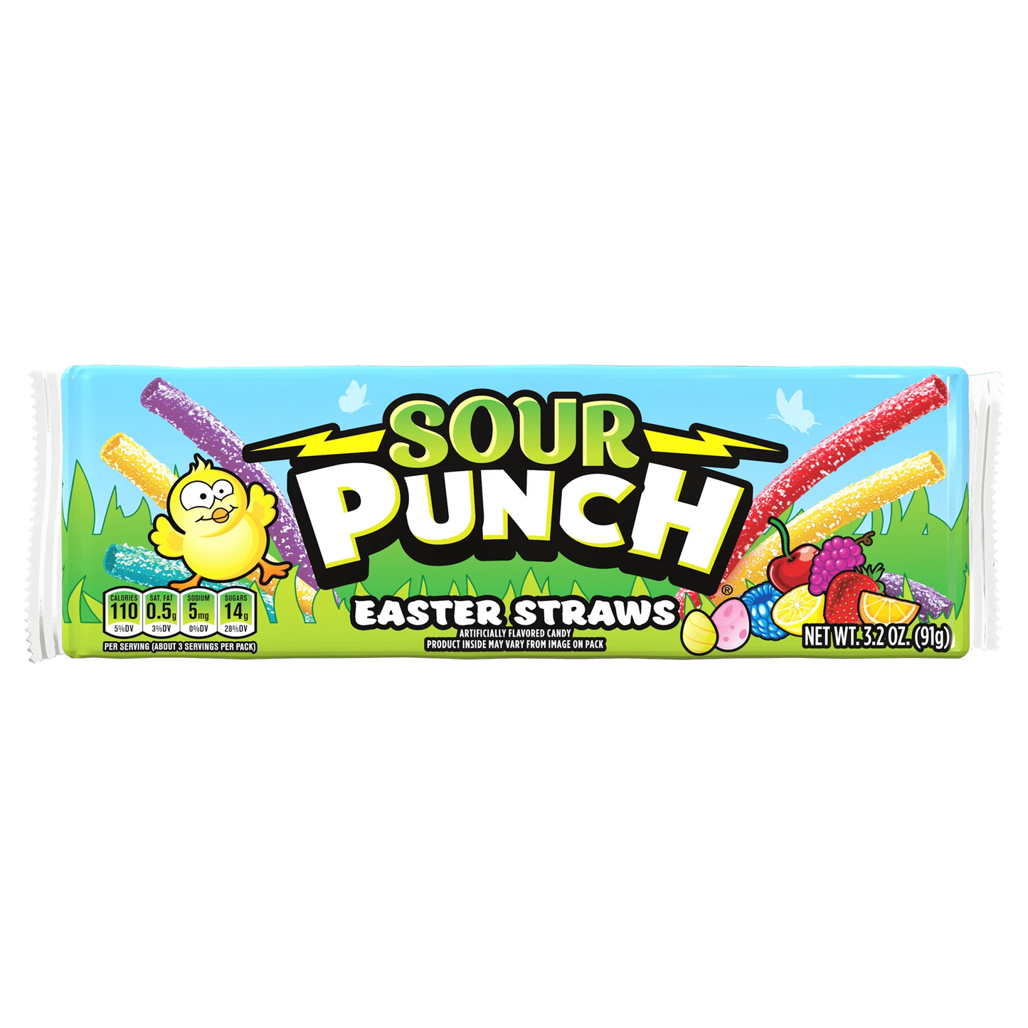 SOUR PUNCH Easter Candy Straws front of candy tray