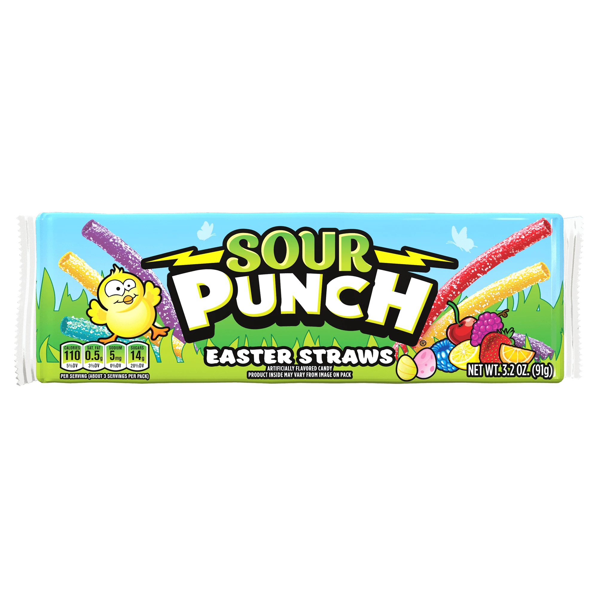 SOUR PUNCH Easter Candy Straws front of candy tray