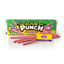 Sour Punch Watermelon Straws with Mega Chamoy Original Sauce 3.2oz Tray with raw watermelon candy straws in front of pack