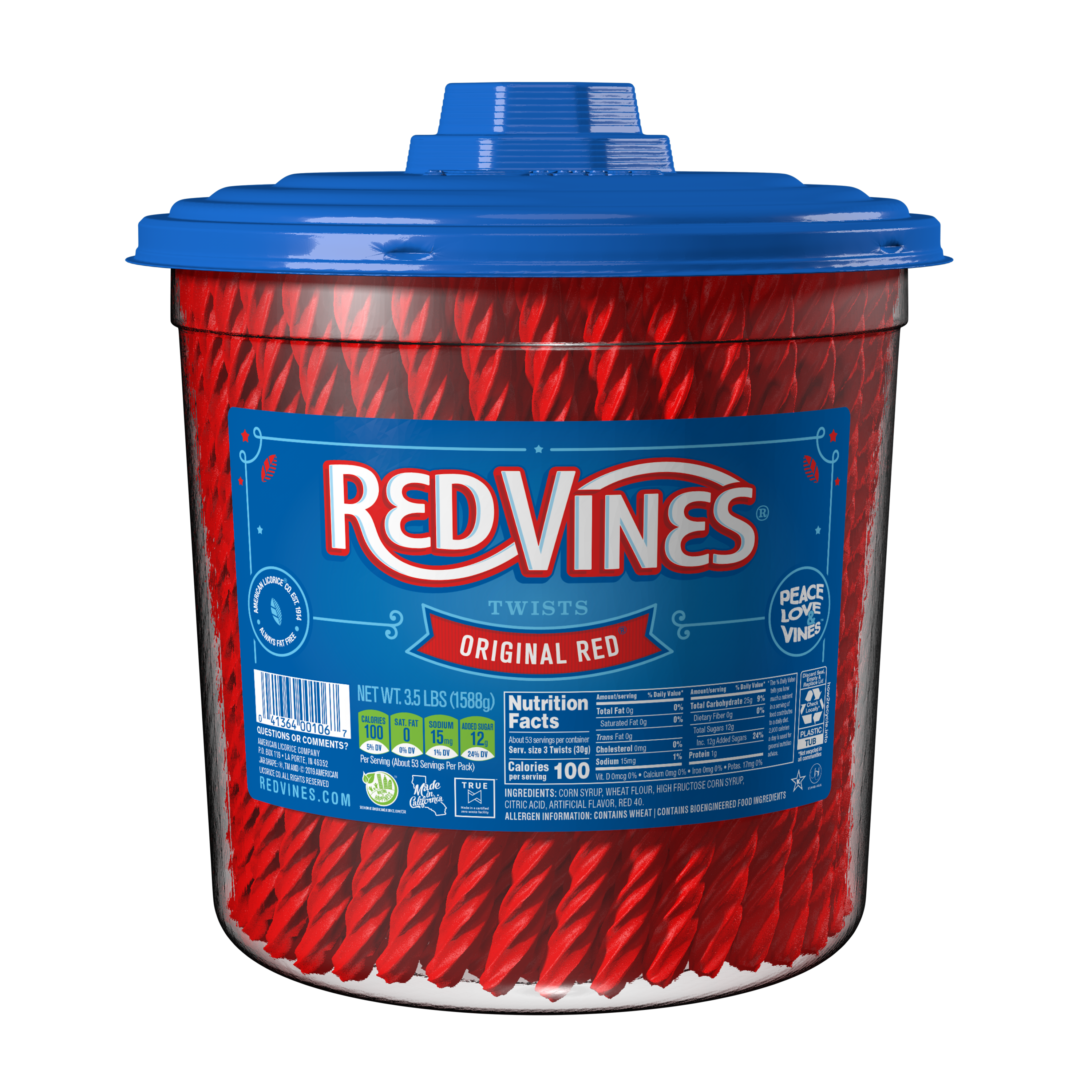 3.5lb Jar of RED VINES Original Red Licorice Candy