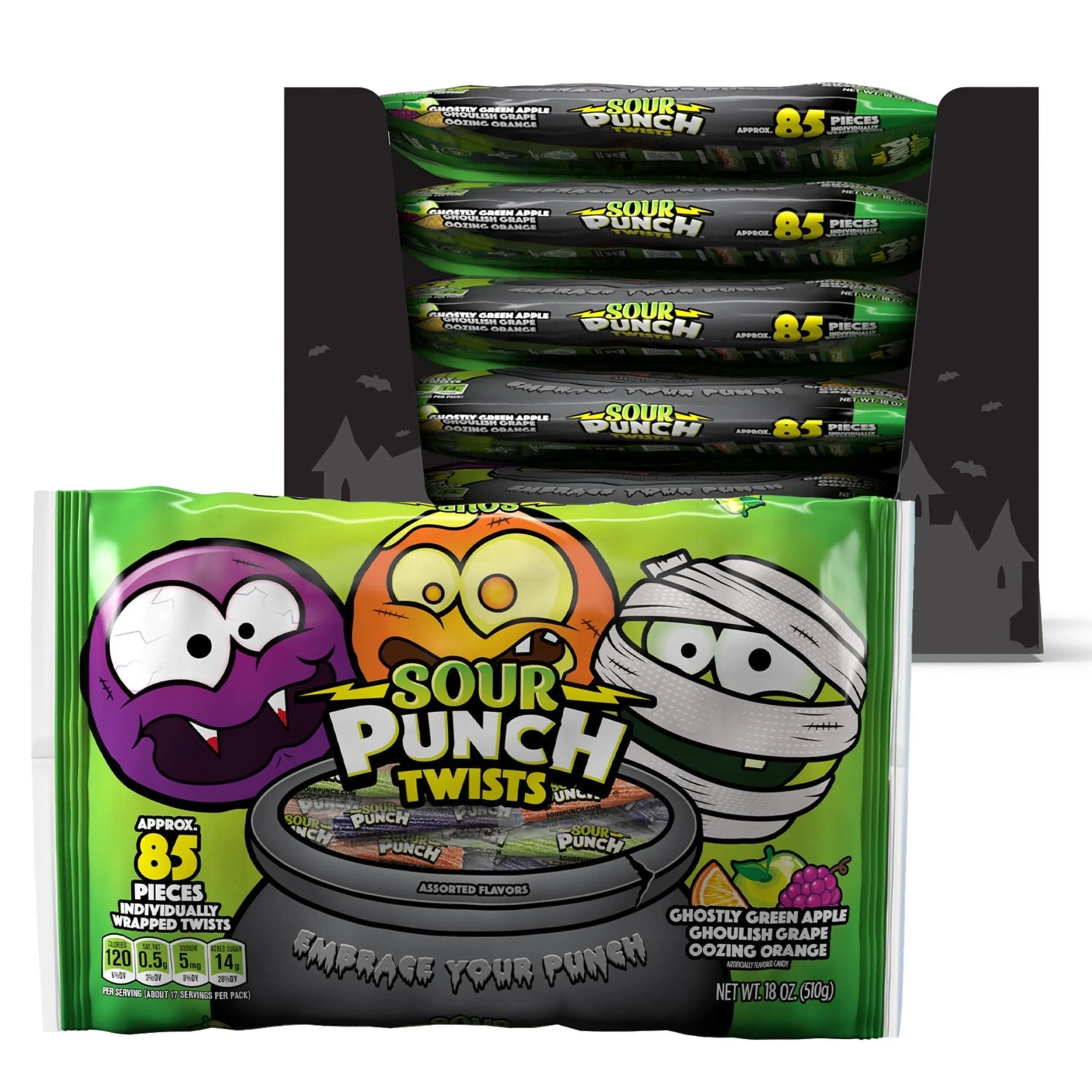 Sour Punch Twists, Individually Wrapped Halloween Candy, 18oz Bag