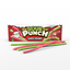 Green and red Sour Punch Straws in front of holiday Santa packaging