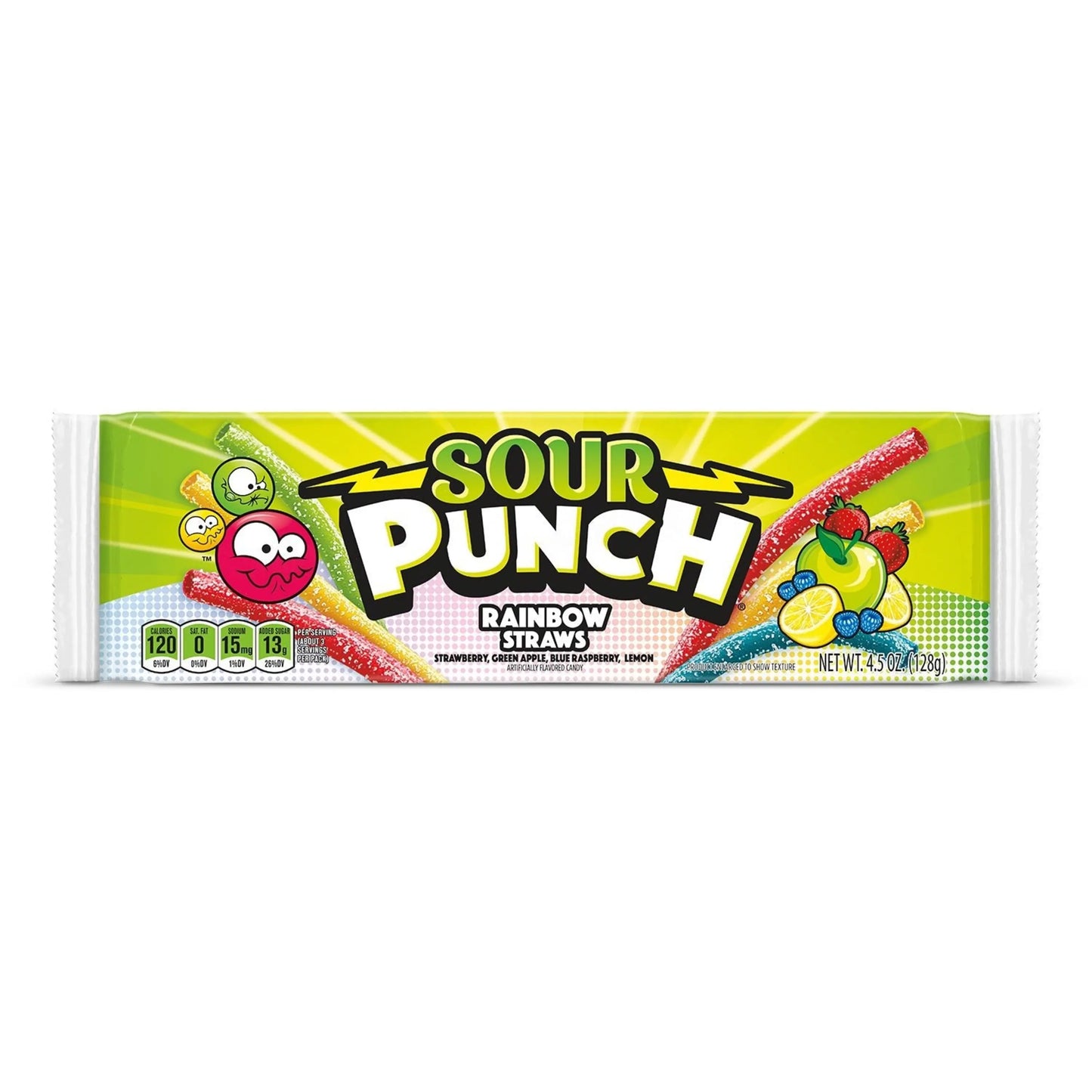 Sour Punch Rainbow Straws Front of Package - Sour Candy Straws - Rainbow Candy