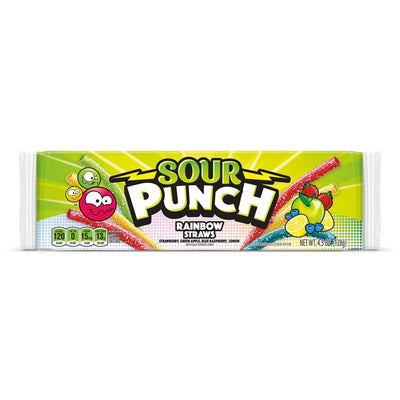 Sour Punch Rainbow Straws Front of Package - Sour Candy Straws - Rainbow Candy