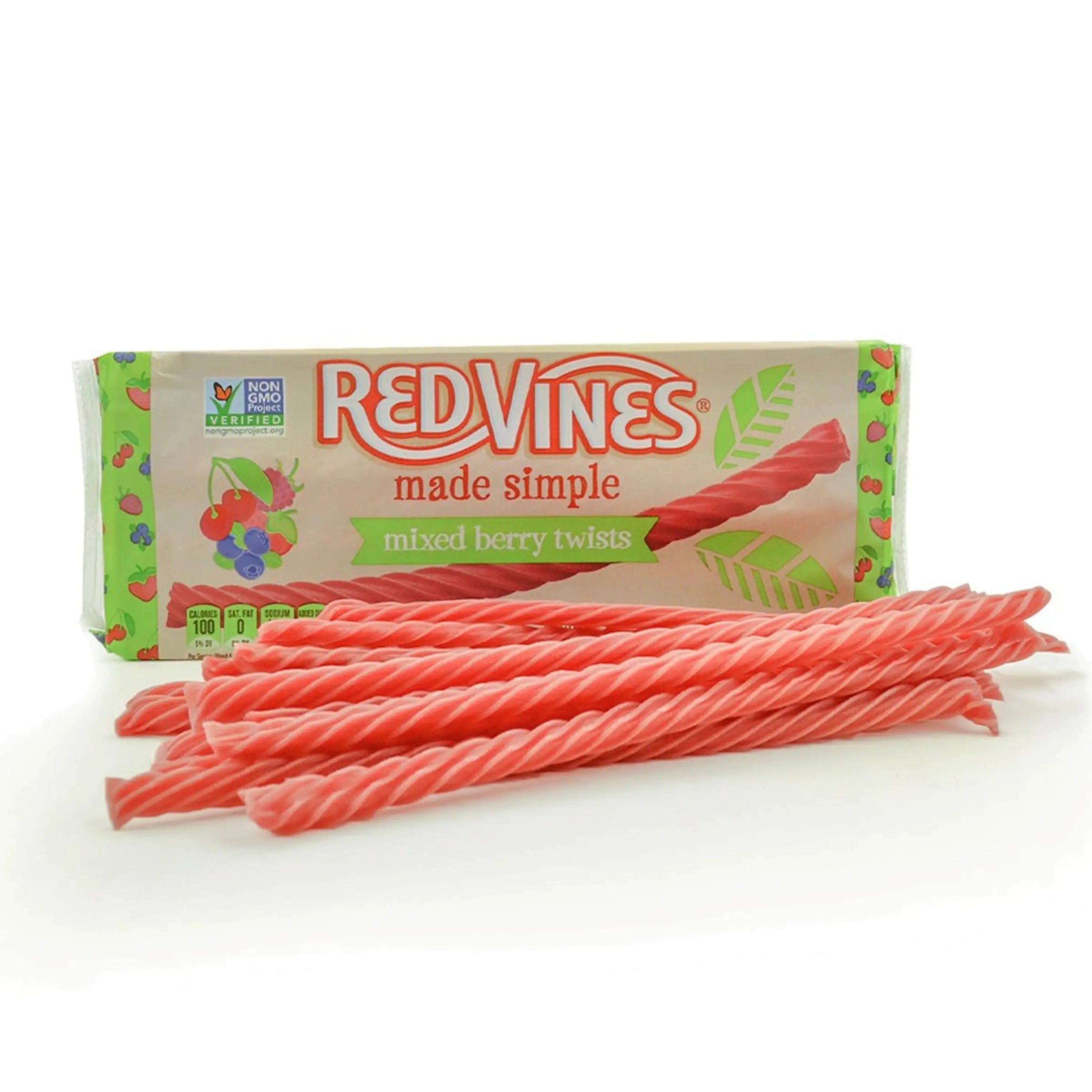 RED VINES Made Simple Berry Twists 4oz Tray with candy twists in front
