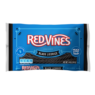 RED VINES Black Licorice Twists front of 14oz bag