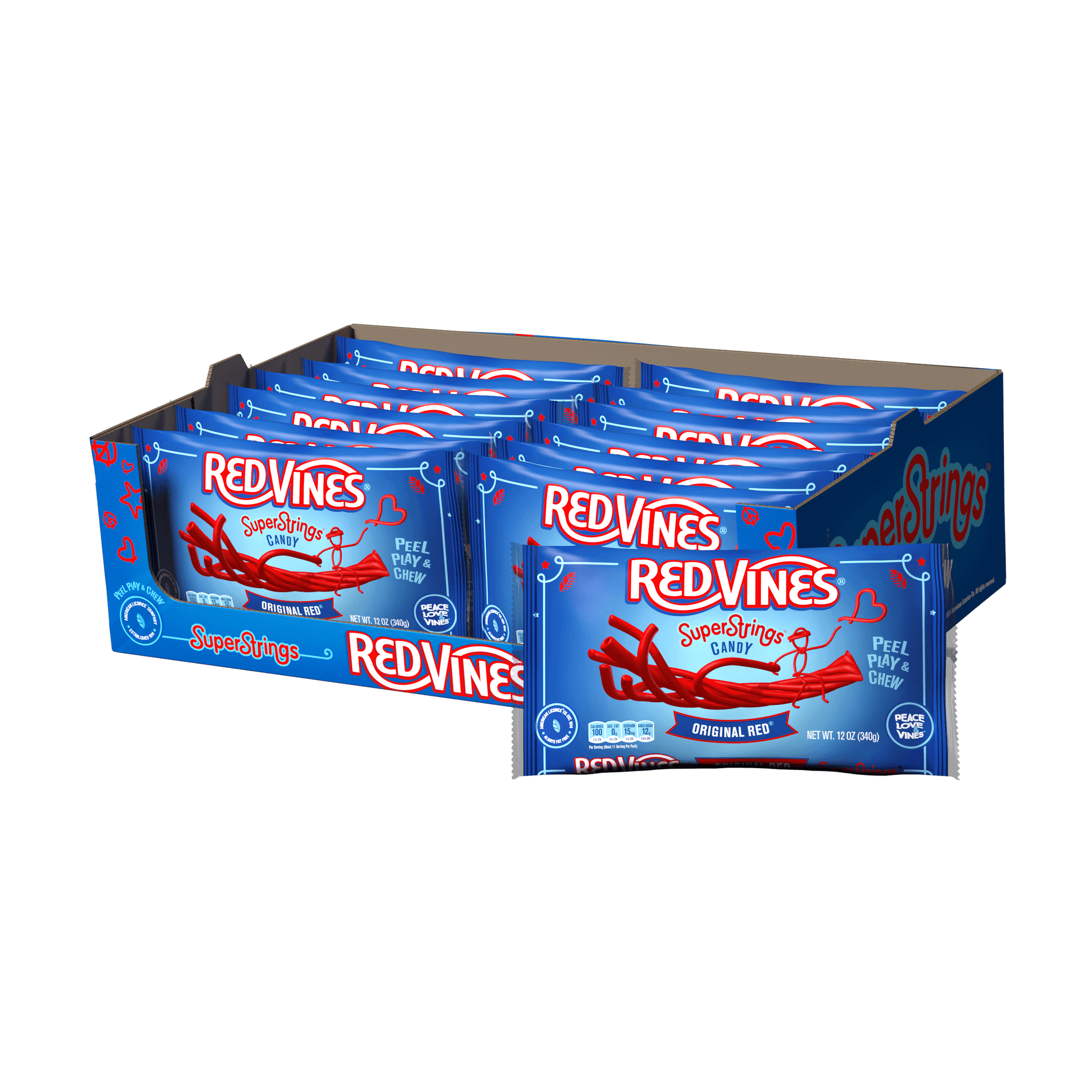 RED VINES SuperStrings 12 count box of 12oz bags