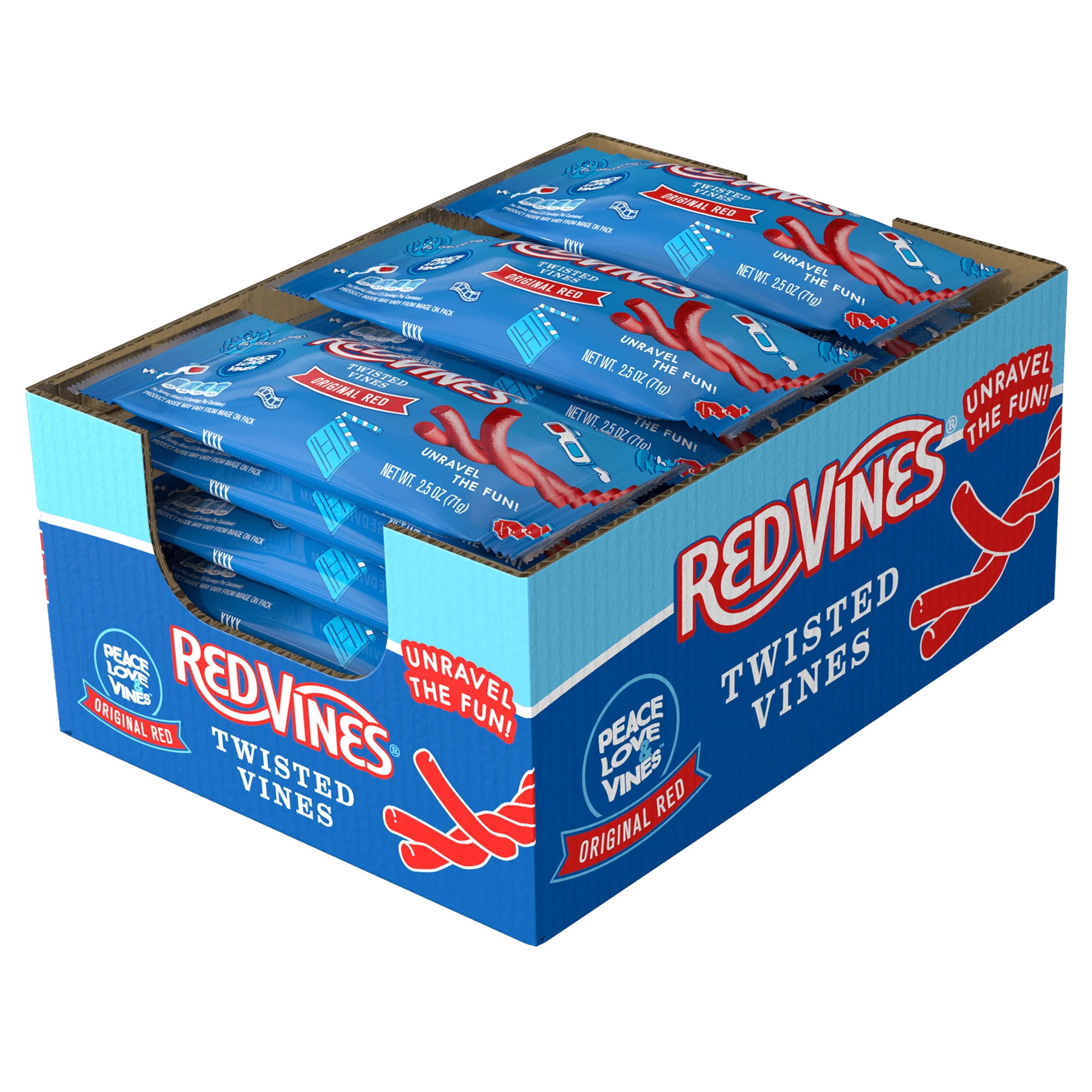 18 Pack Caddy of Red Vines Original Red Twisted Vines 2.5oz Bags