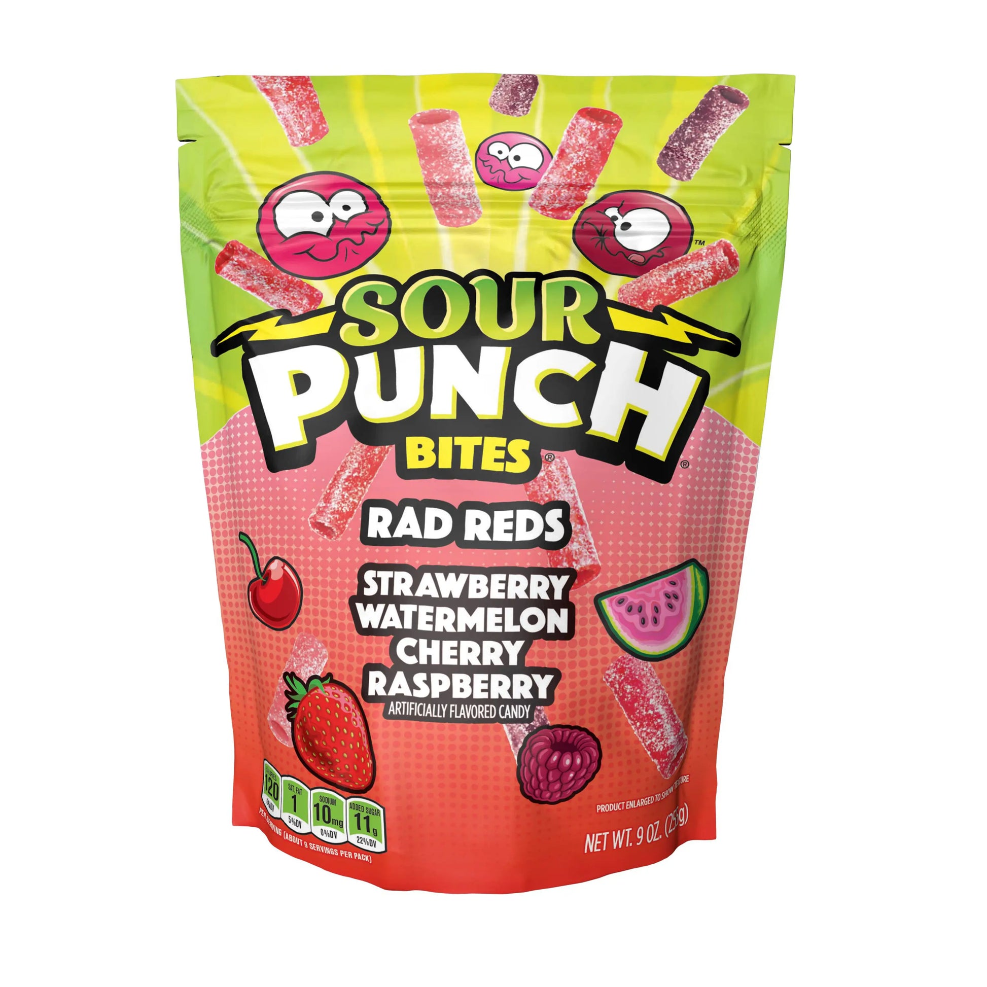 Sour Punch Bites Rad Reds Front of Package - Red Sour Candy -  Red Sour Punch