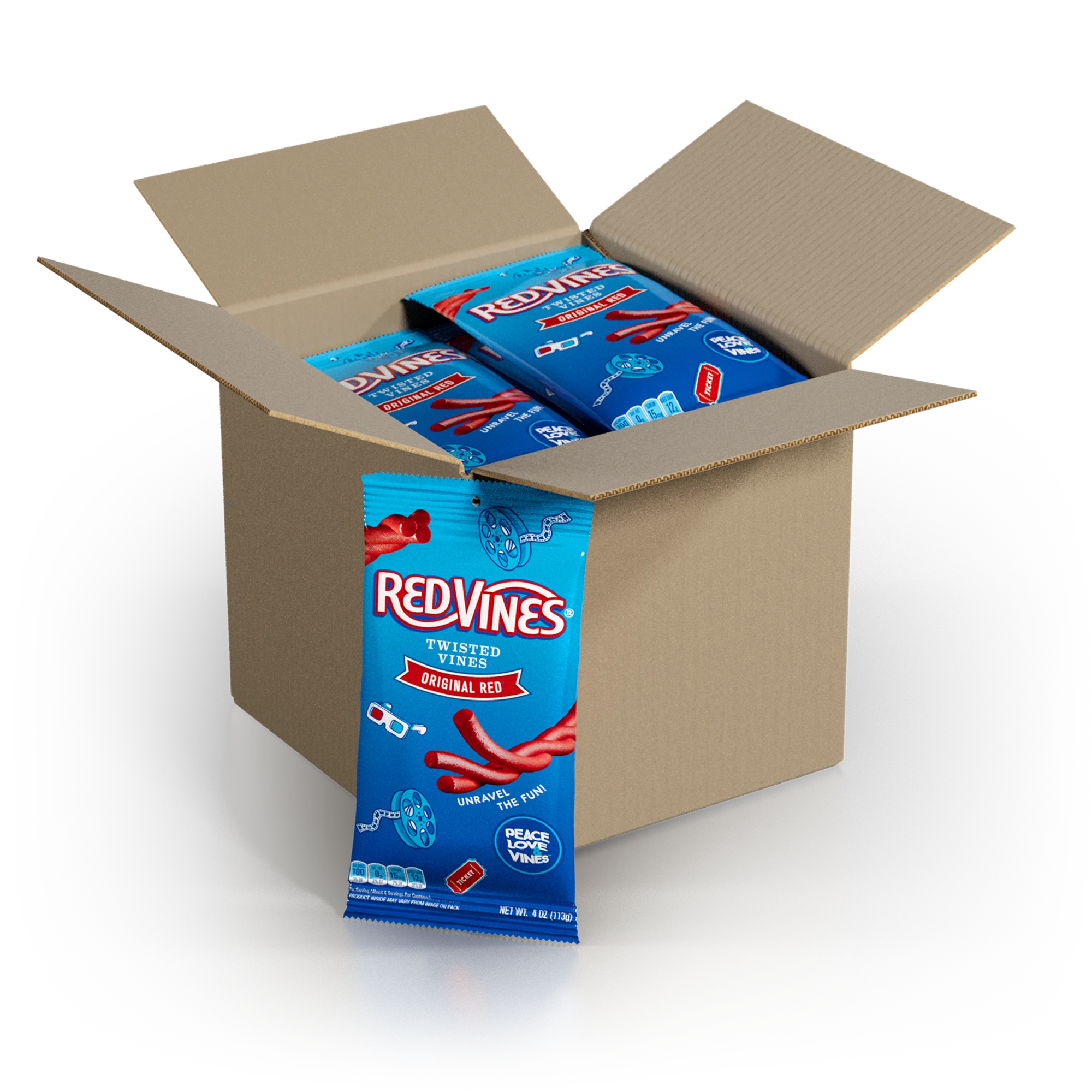 Case of 12 Red Vines Original Red Twisted Vines in 4oz Bags