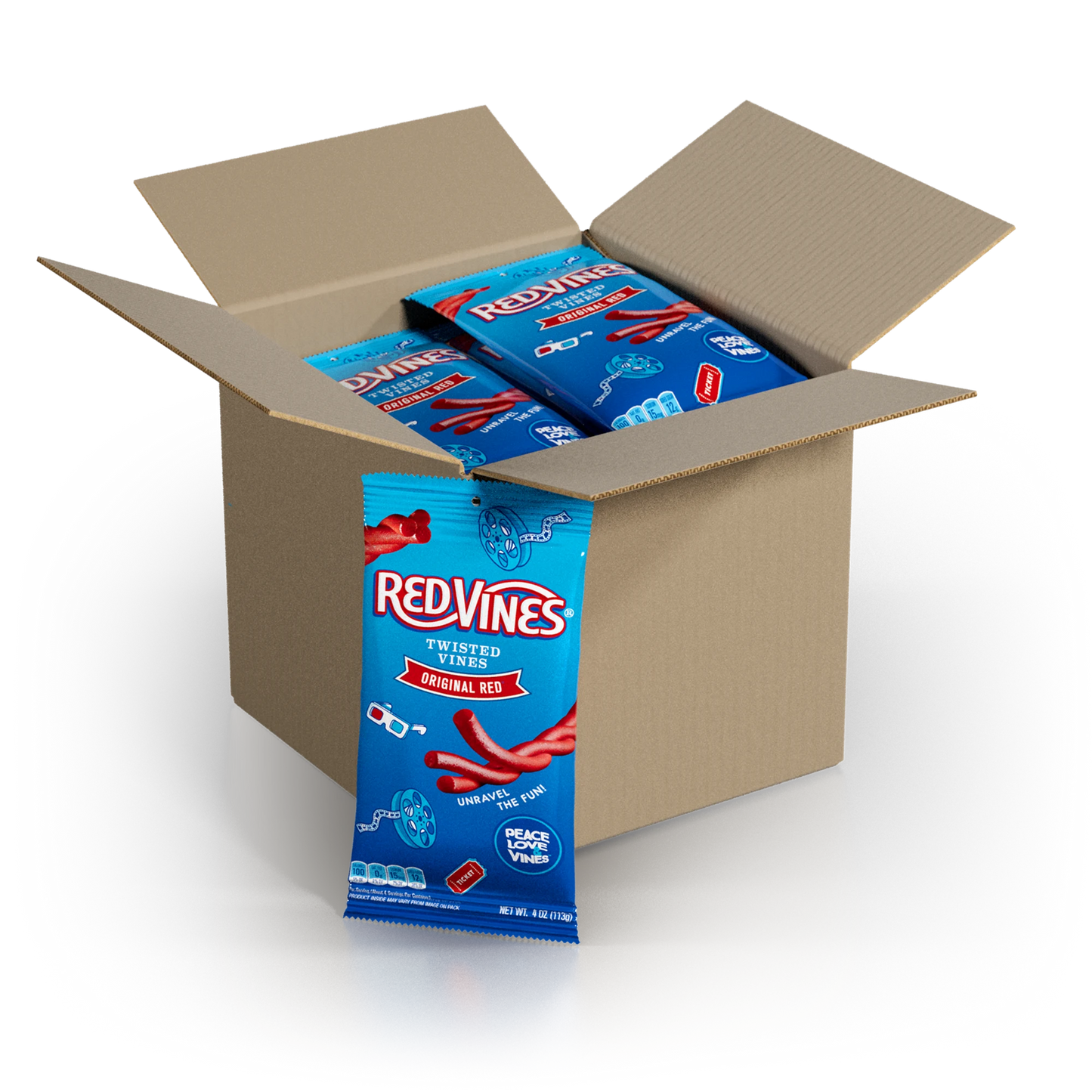 Case of 12 Red Vines Original Red Twisted Vines in 4oz Bags