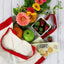 Sour Punch Straws, Real Rainbow, 4oz Tray, lifestyle image, candy tray in market tote bag with fresh fruit