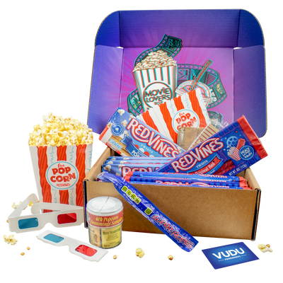 American Licorice Company's Movie Lover's Box featuring Red Vines candy and fun merch