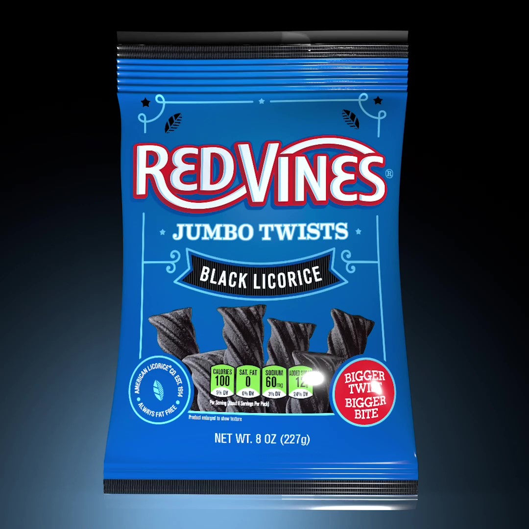 RED VINES Black Licorice Jumbo Twists Candy 8oz bag video with music