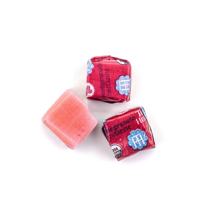 Chewie Fruities Pomegranate & Nectarine individually wrapped and unwrapped candy chews