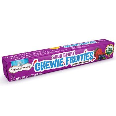Torie & Howard Chewie Fruities Sour Berry Candy, Front of 2.1oz Stick Pack