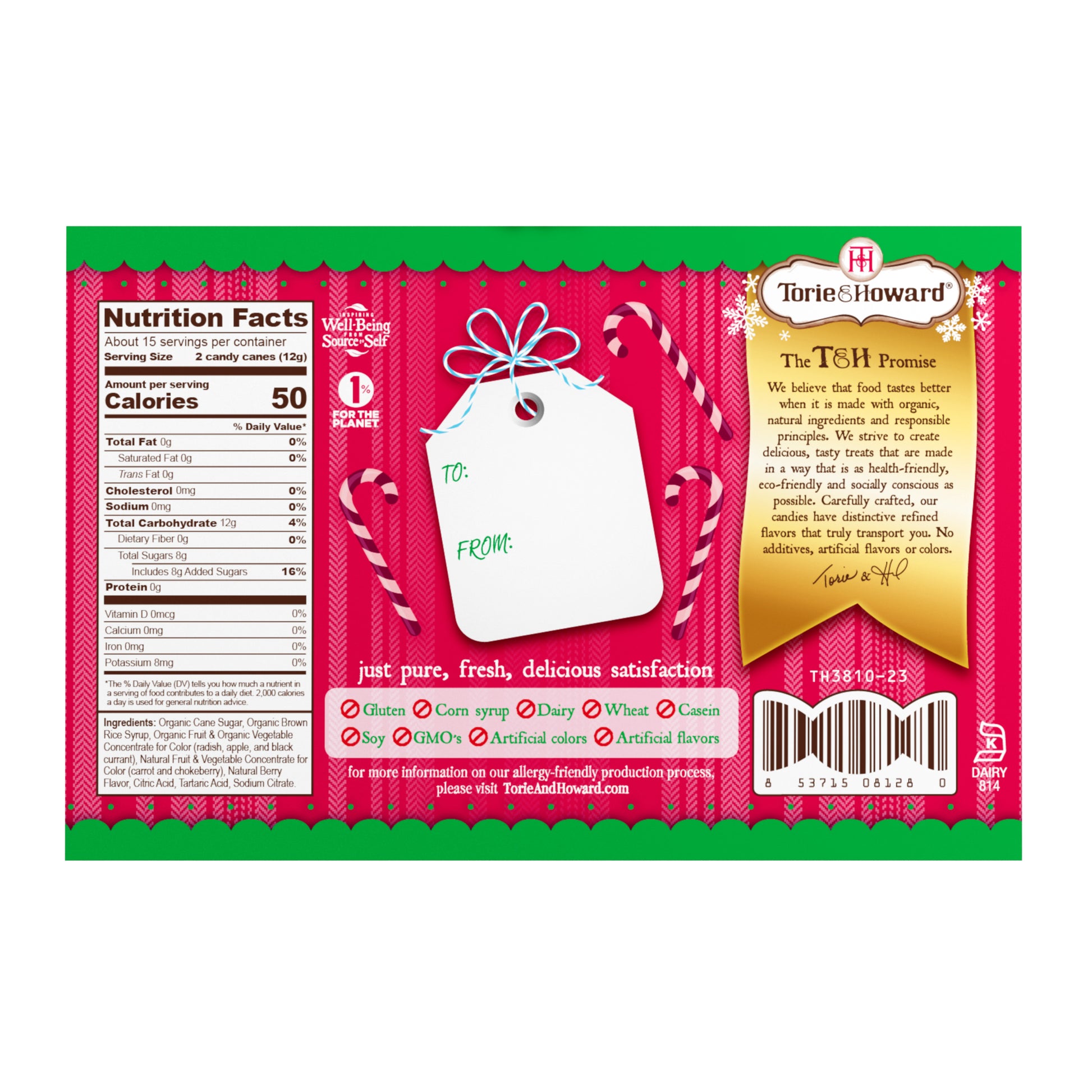 Torie & Howard Organic Mini Candy Canes - back of box