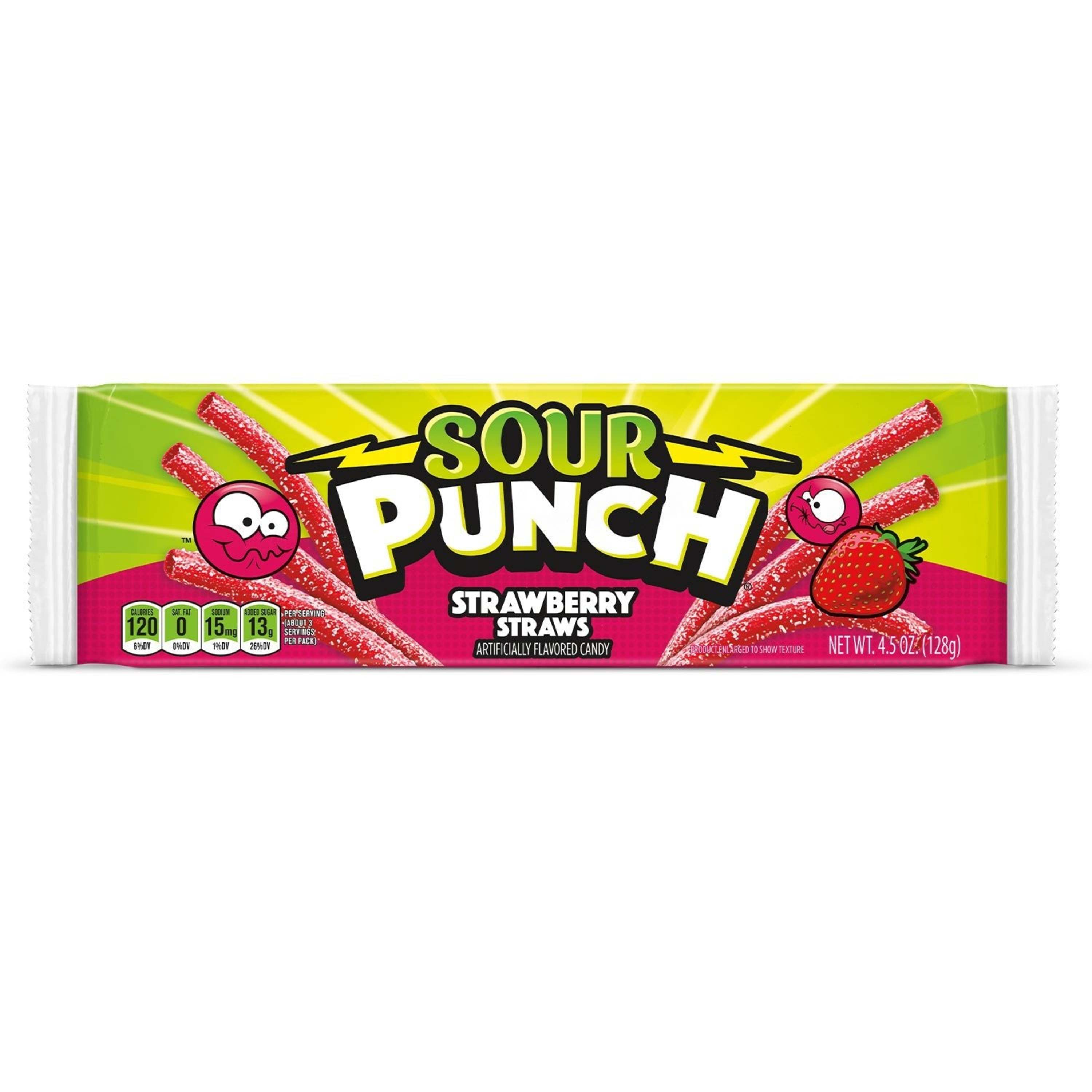 Sour Punch Strawberry Straws Front of Package - Sour Strawberry Straws - Sour Straw Candy