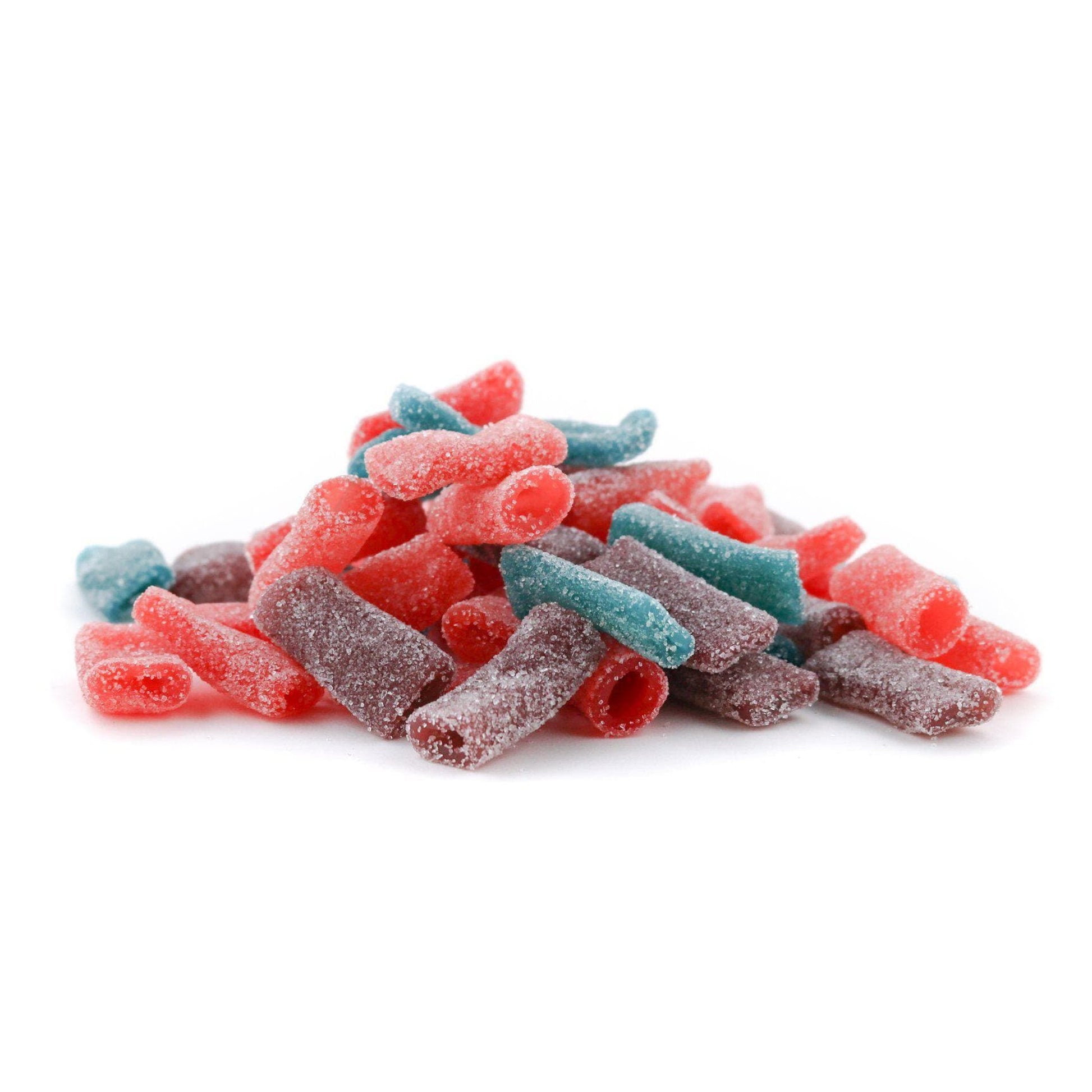 Sugar coated Cotton Candy, Dream Berry, Passion Punch, and Grateful Grape bite sized candy straws
