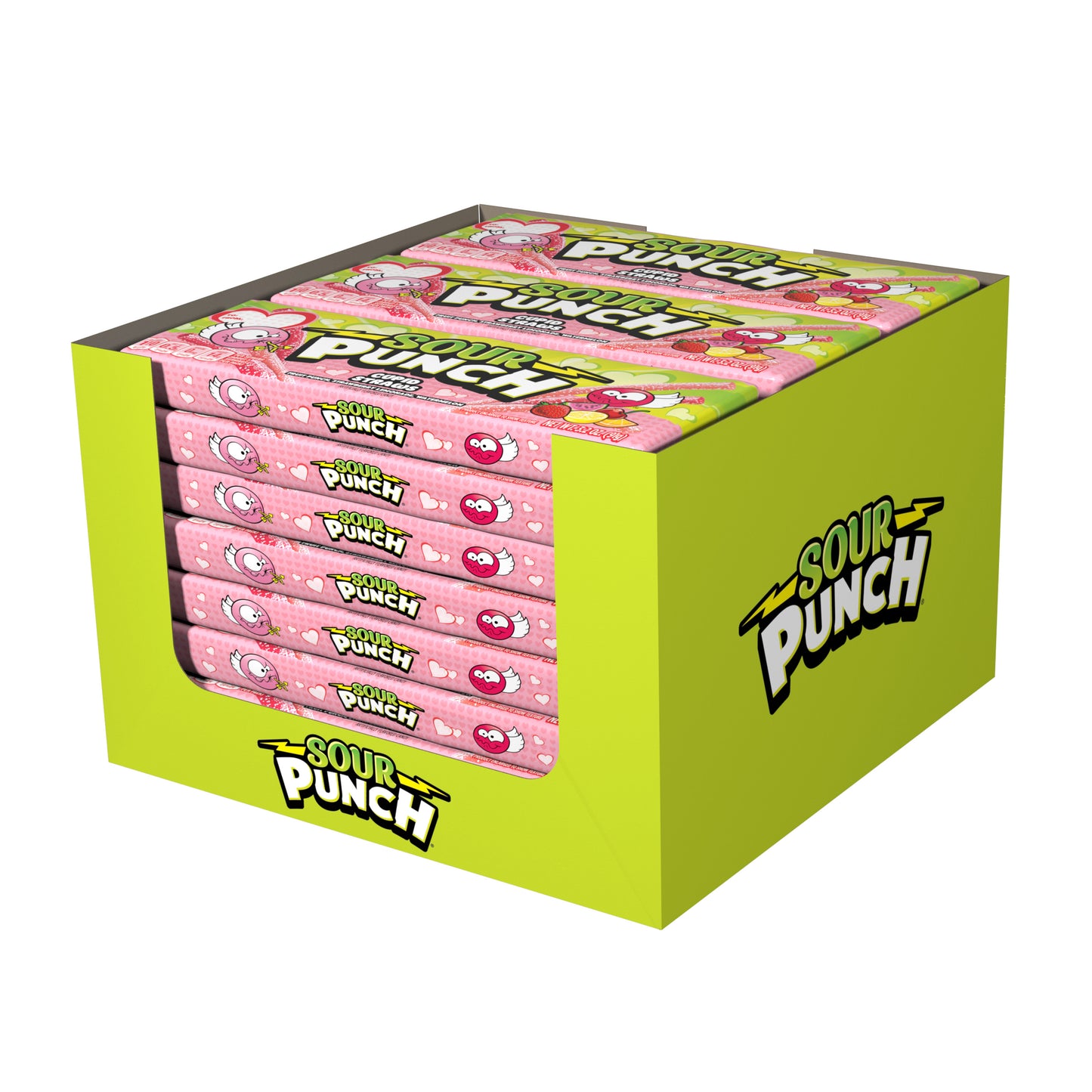 24 pack of SOUR PUNCH Cupid Straws valentine candy tray