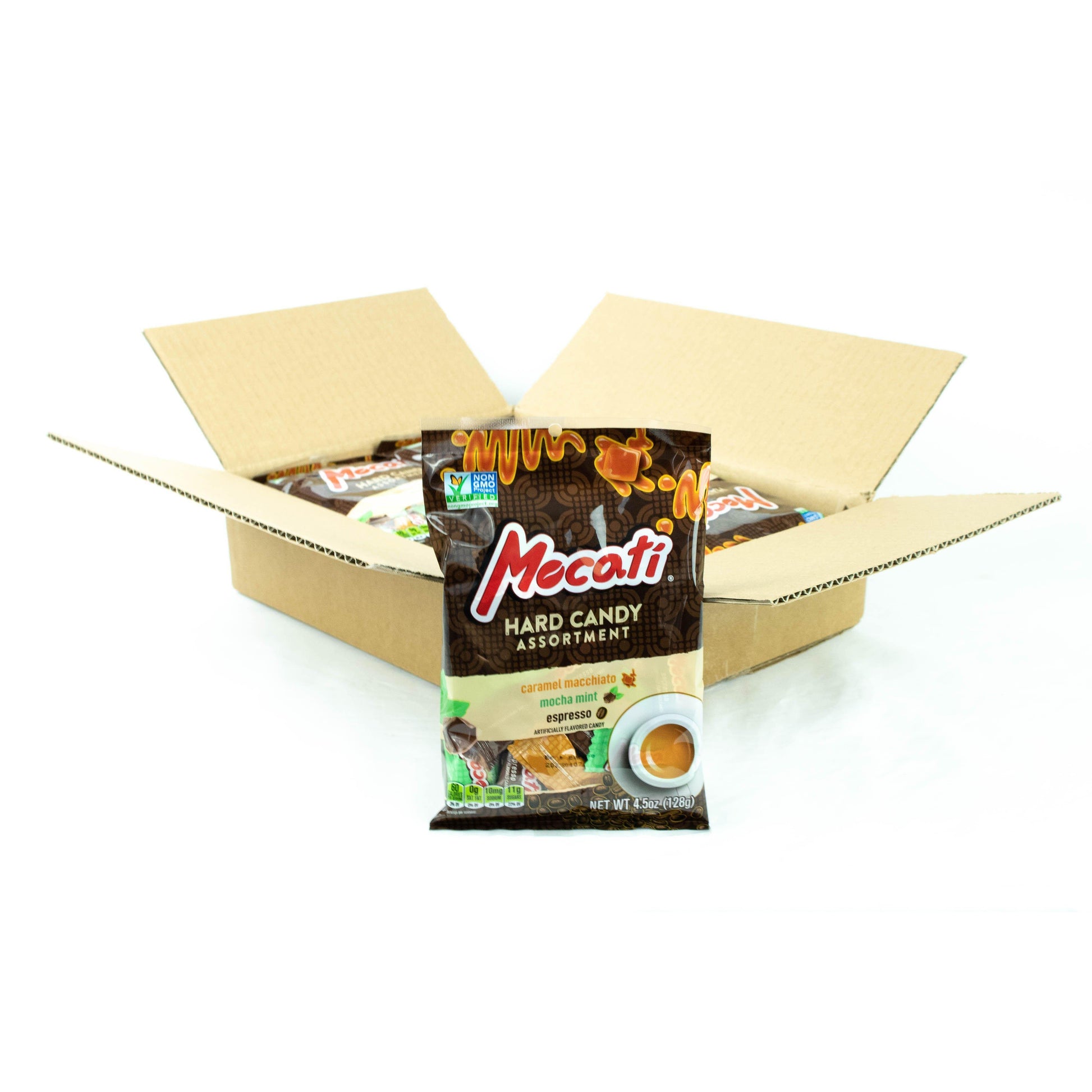 12 count box of Aprati Mocati Coffee Flavored Hard Candy 4.5oz bags