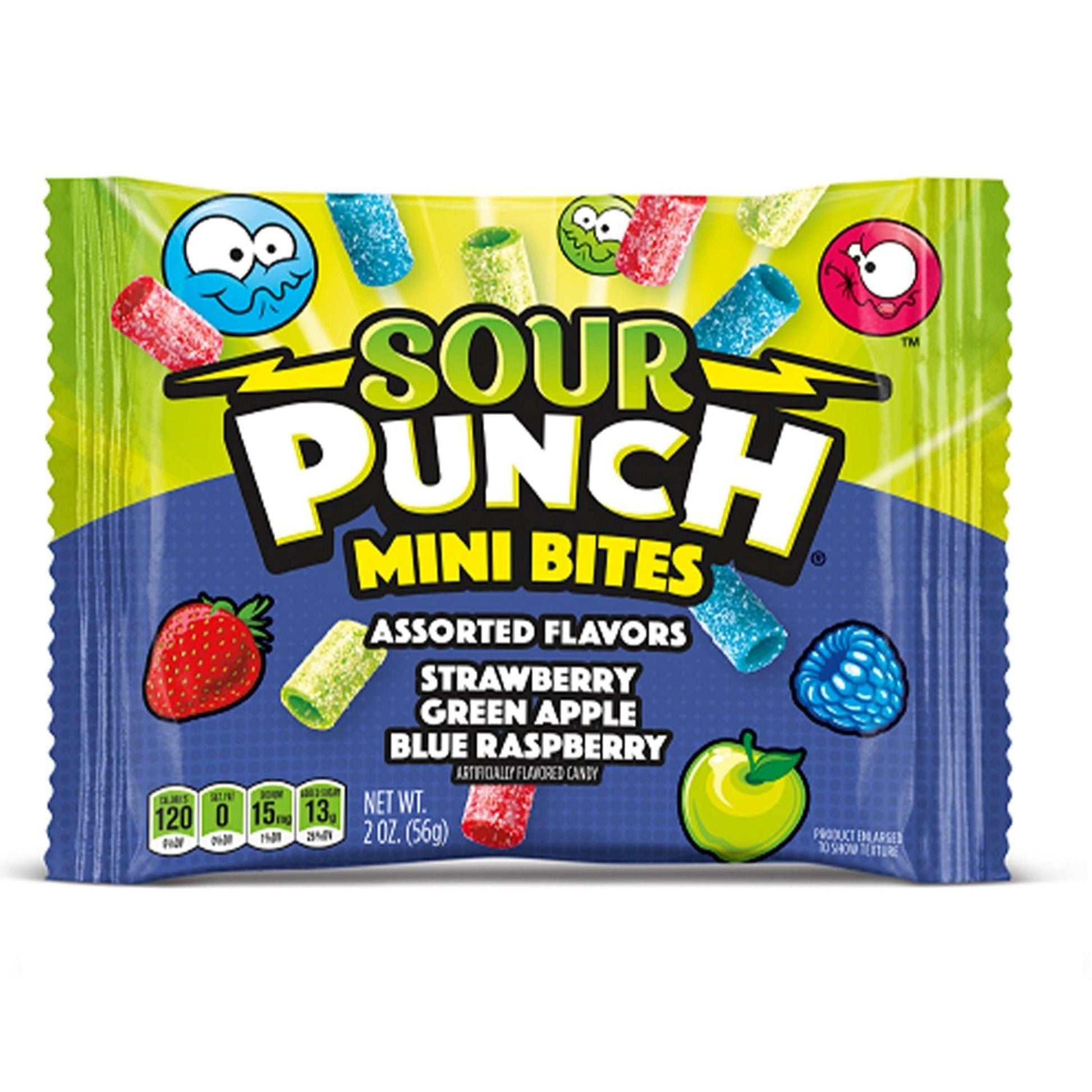 Sour Punch Mini Bites - Mini Bites Front of 2oz Package -  Fruit Chews Mini Bites