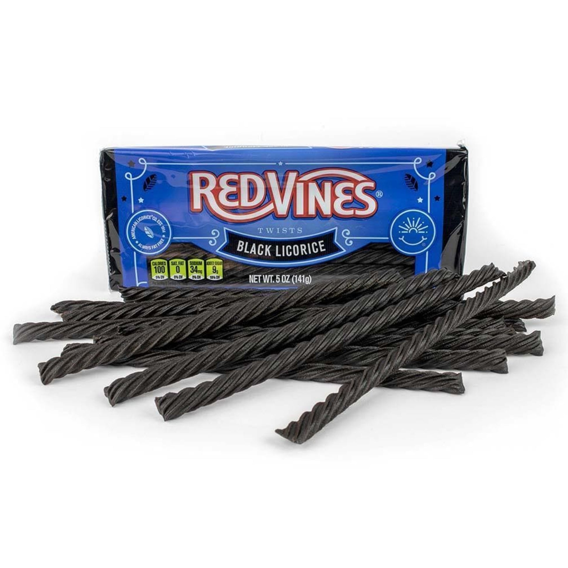 RED VINES Black Licorice Twists 5oz Tray with candy in front