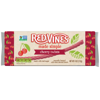 Front of RED VINES Made Simple Cherry Twists 4oz Tray