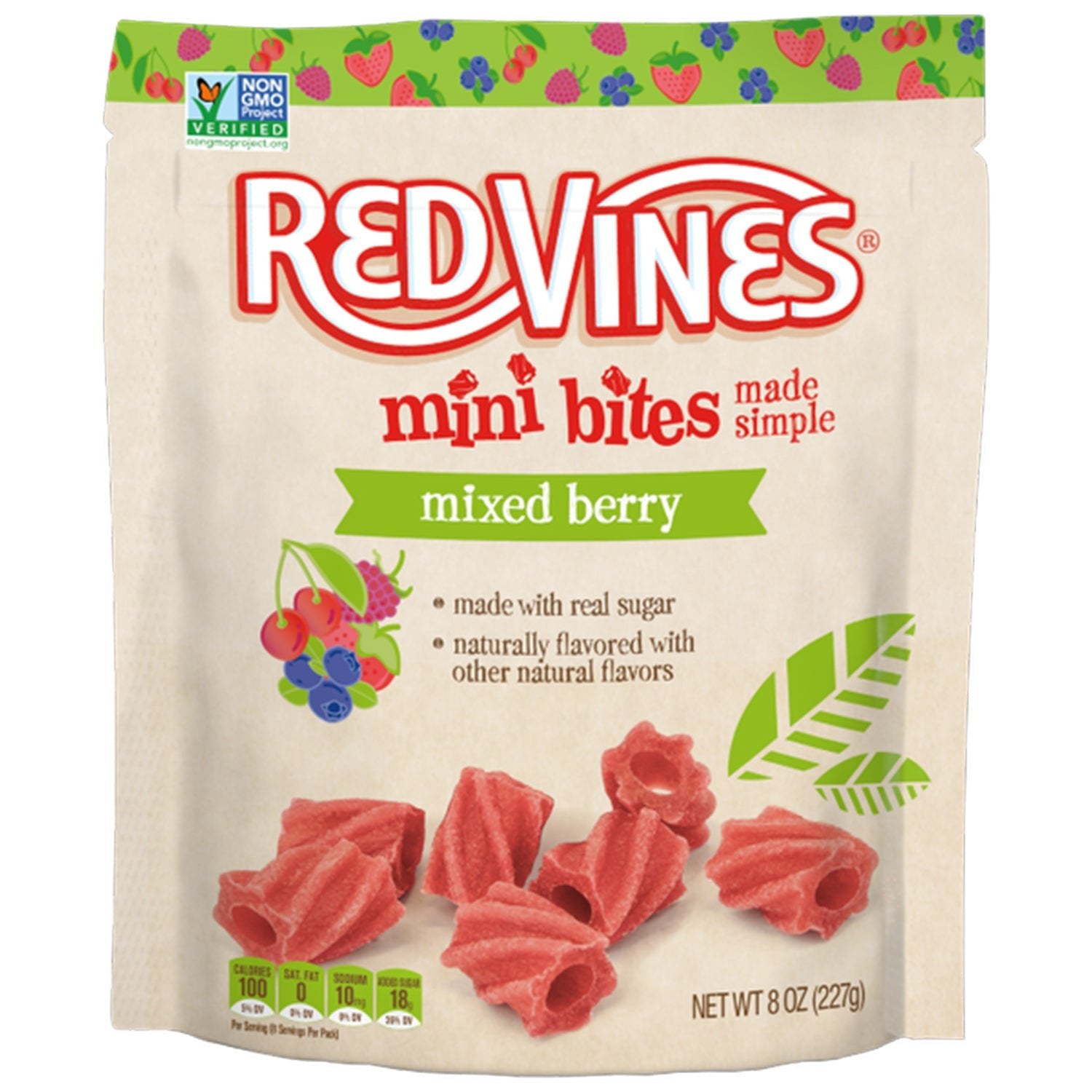 Front of RED VINES Made Simple Mixed Berry Bites 8oz Bag