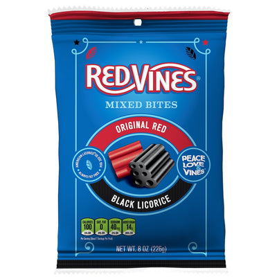 RED VINES Mixed Bites, Original Red & Black Soft Licorice Pieces, 8oz Bag