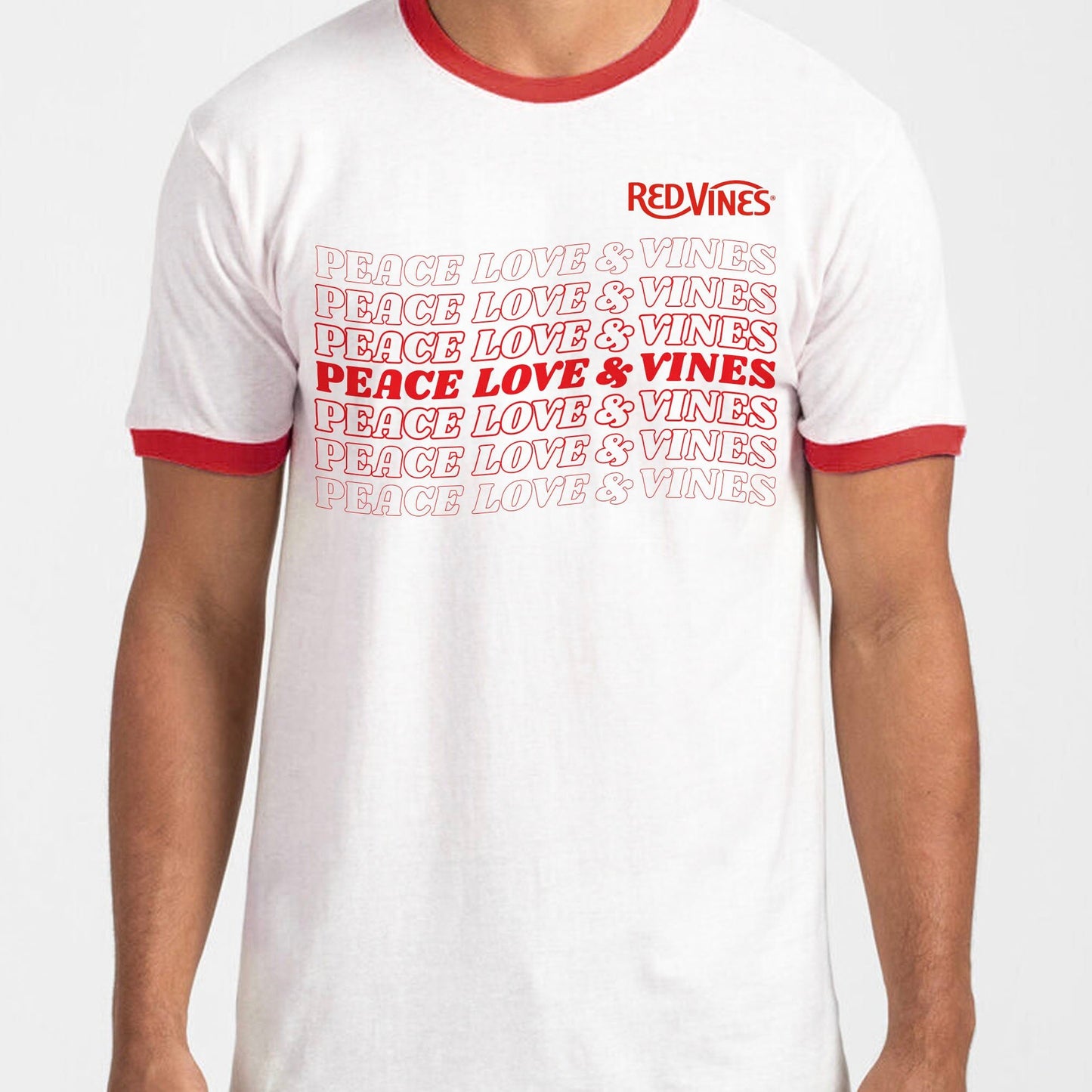 Udfør Forbedring Tutor RED VINES Red and White Peace, Love & Vines T-Shirt