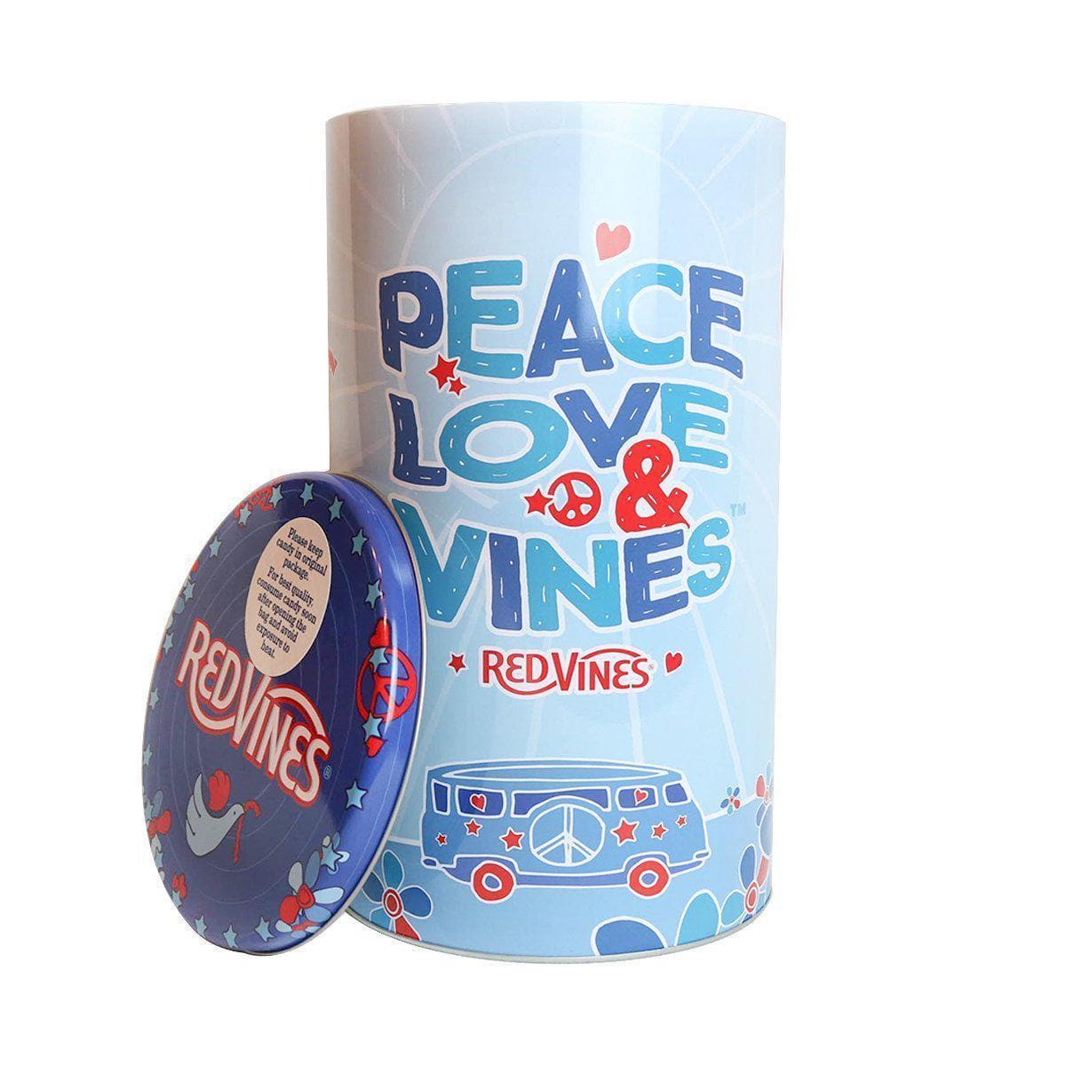 RED VINES open "Peace, Love & Vines" Tin 
