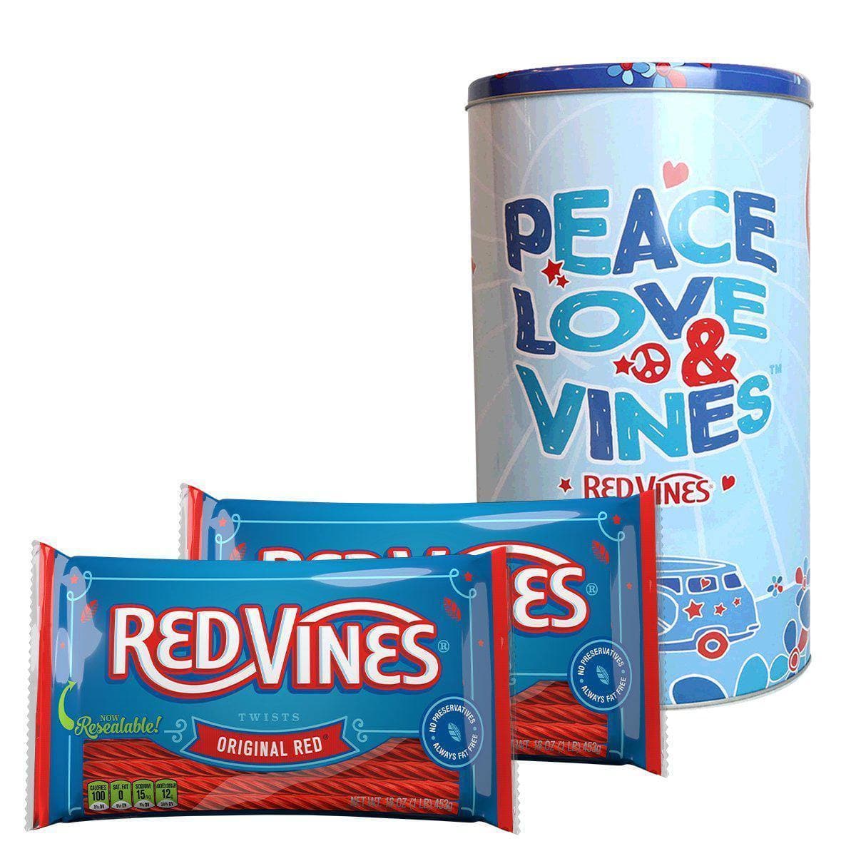 RED VINES Tin & Two 1-Pound Bags of Original Red Licorice Twists