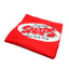 Folded red Blanket with SNAPS logo printed on it