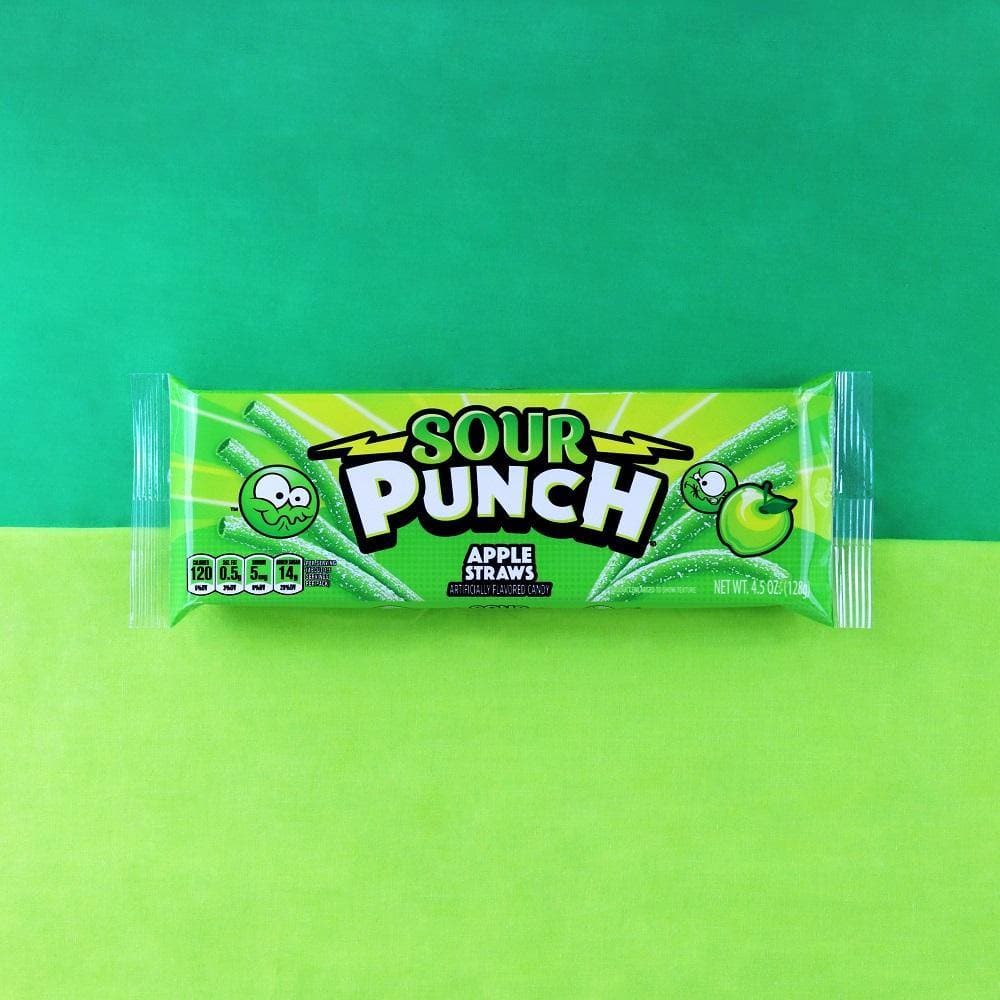 Sour Punch Straws, Sour Apple Flavor, Chewy Candy Straws, candy tray