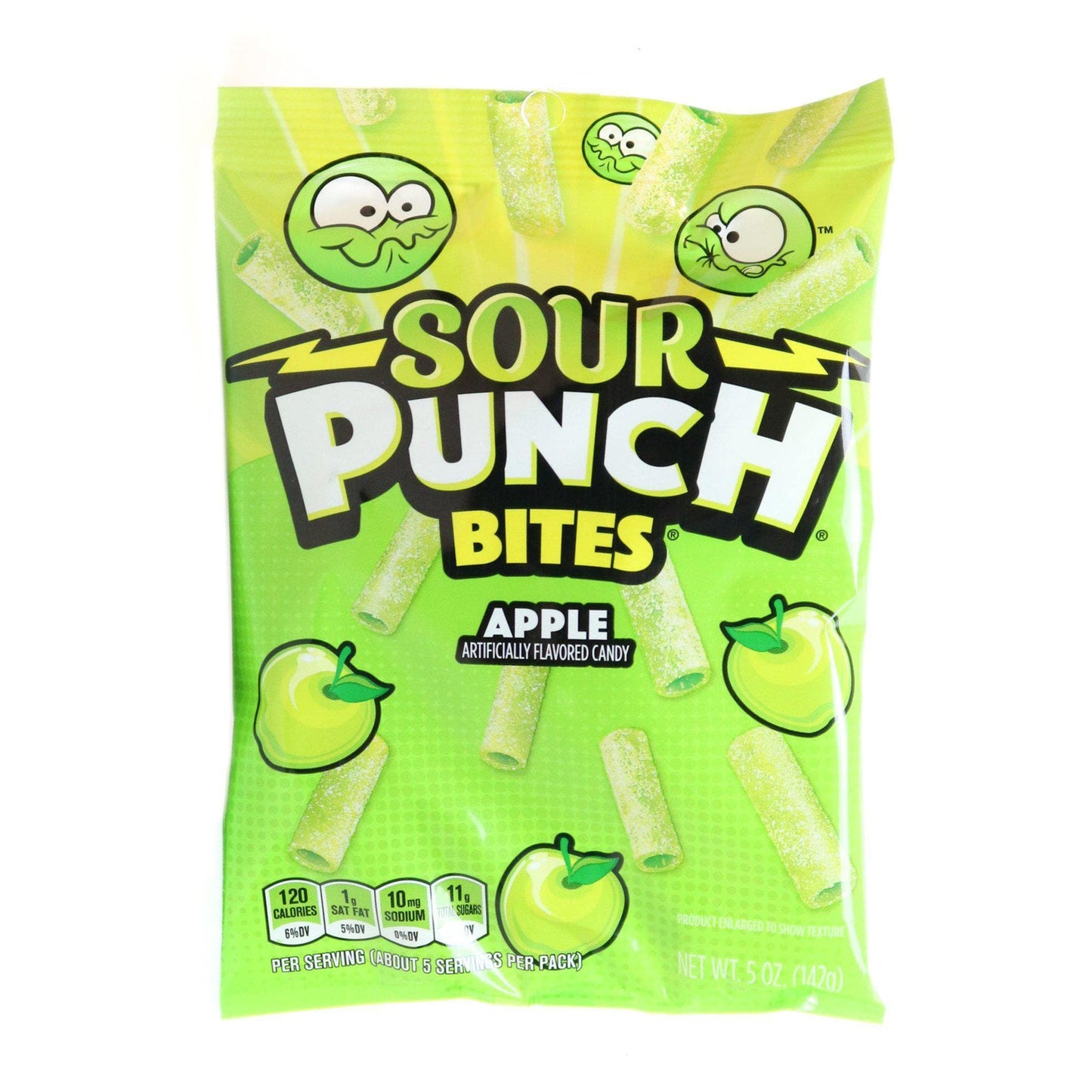 Front of Sour Punch Bites Green Apple Candy 5oz bag