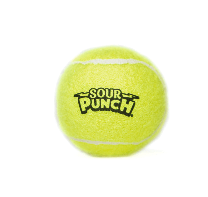 Tennis Ball for Dogs with black SOUR PUNCH logo